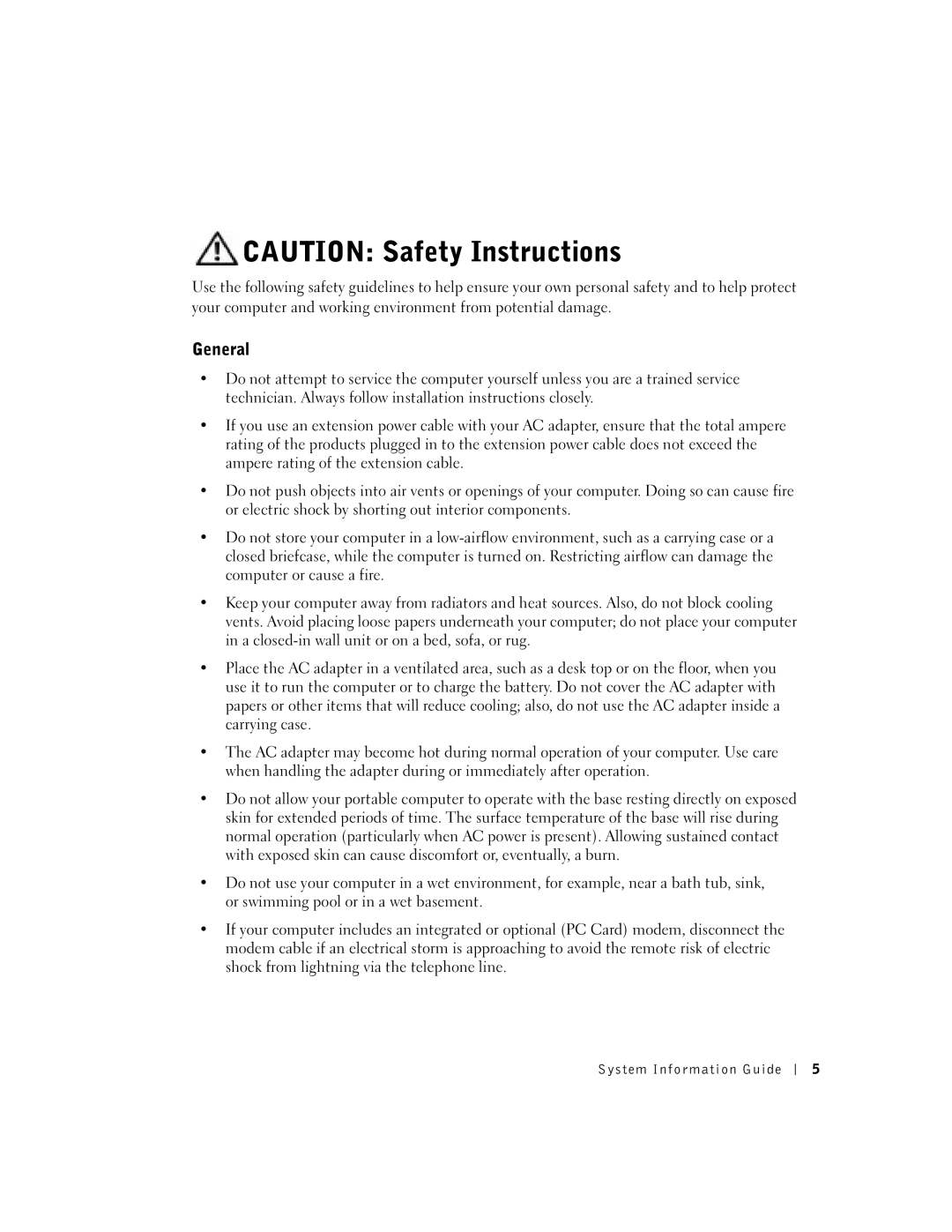 Dell C840 manual General, System Information Guide 