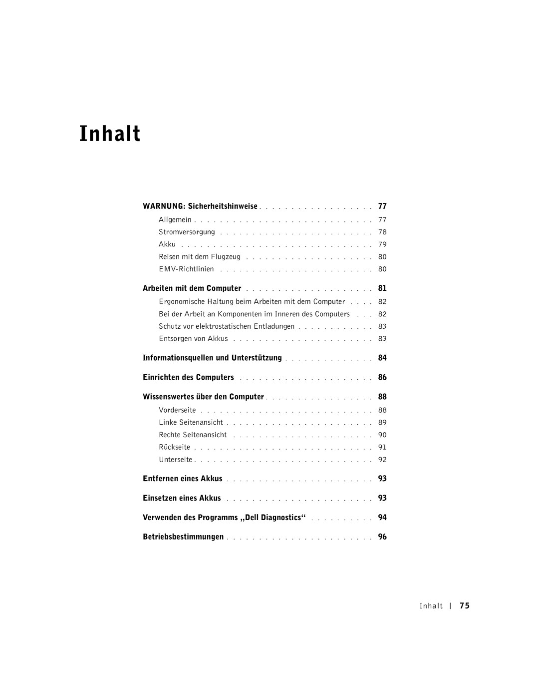 Dell C840 manual Informationsquellen und Unterstützung, Verwenden des Programms „Dell Diagnostics, Inhalt 