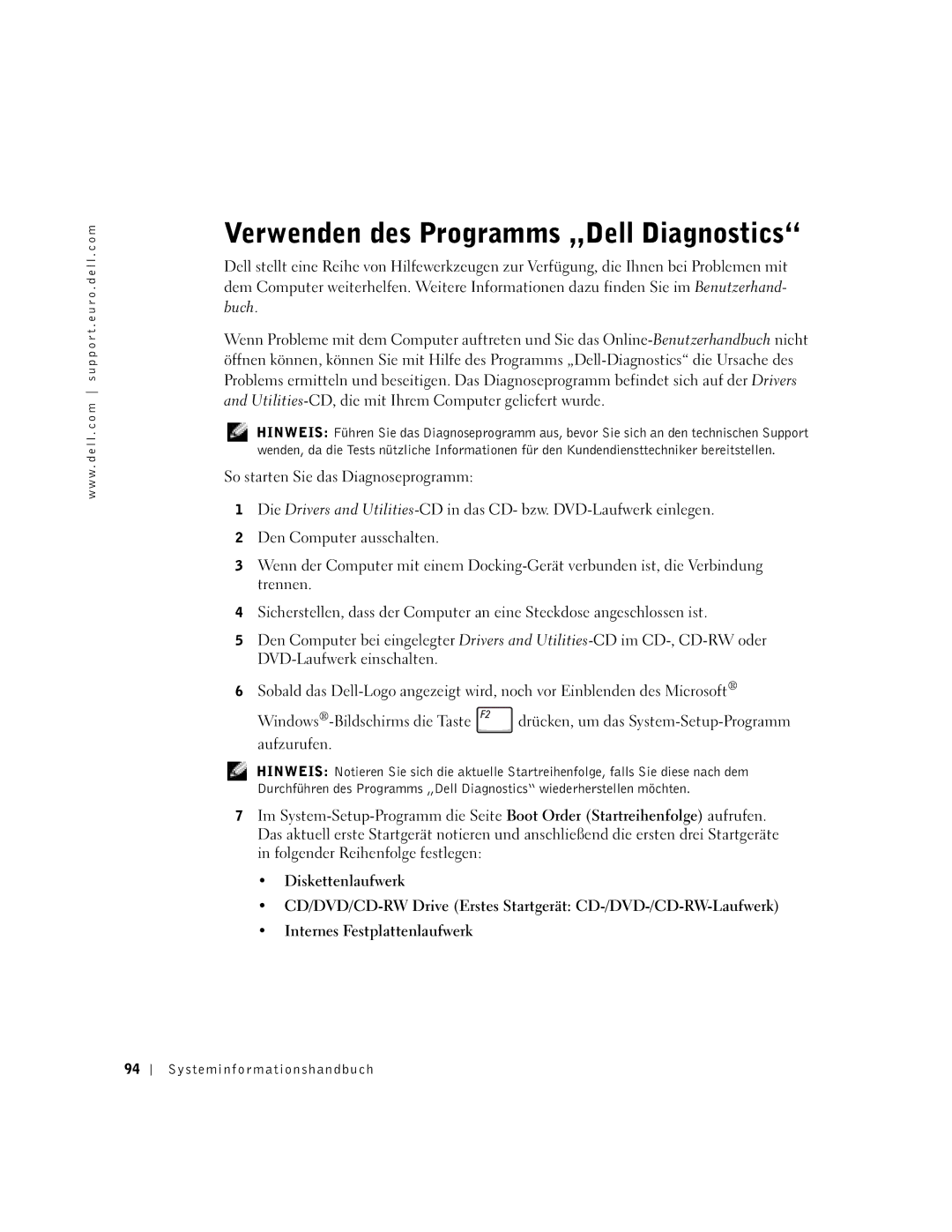 Dell C840 manual Verwenden des Programms „Dell Diagnostics, Buch 