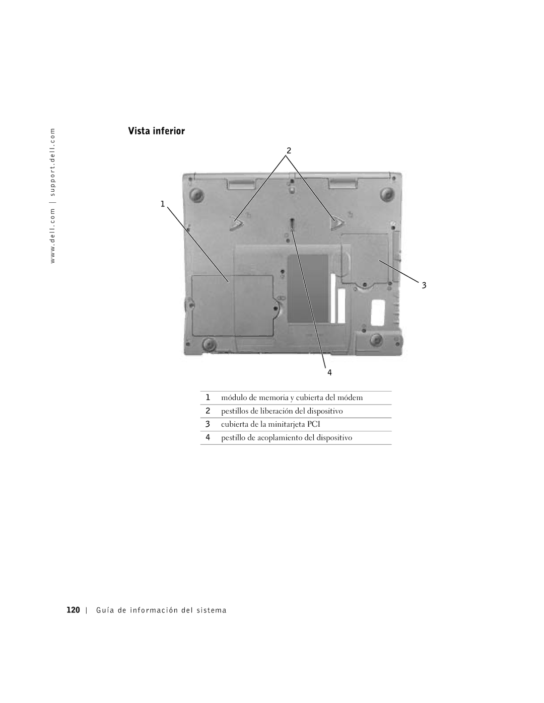 Dell C840 manual 120 Guía de información del sistema 