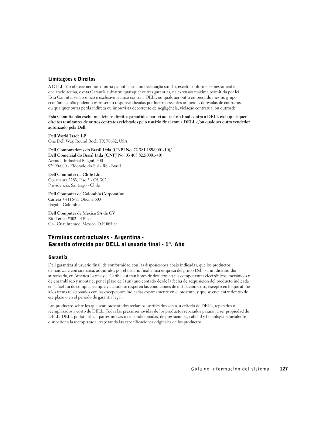 Dell C840 manual Guía de información del sistema 127 