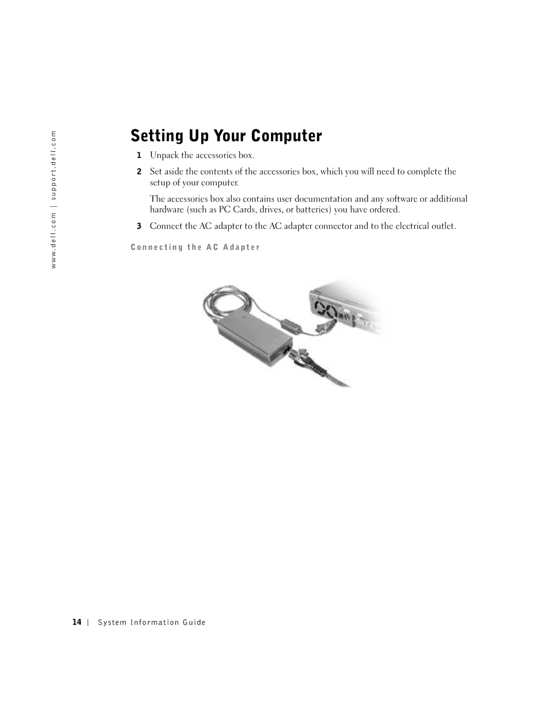 Dell C840 manual Setting Up Your Computer 