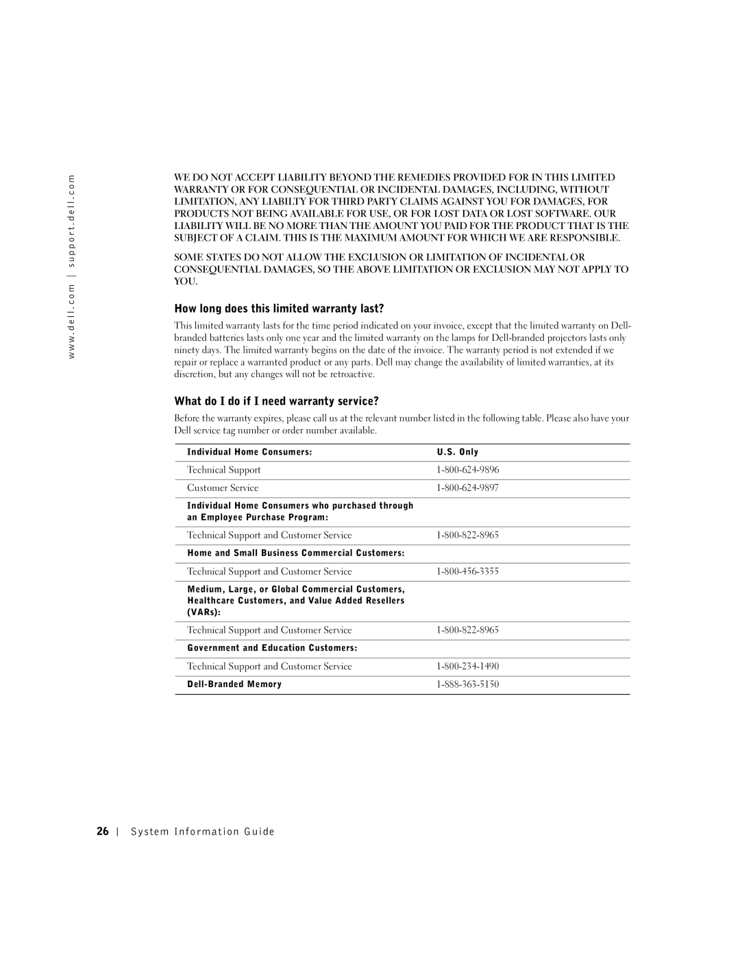 Dell C840 manual How long does this limited warranty last?, What do I do if I need warranty service? 