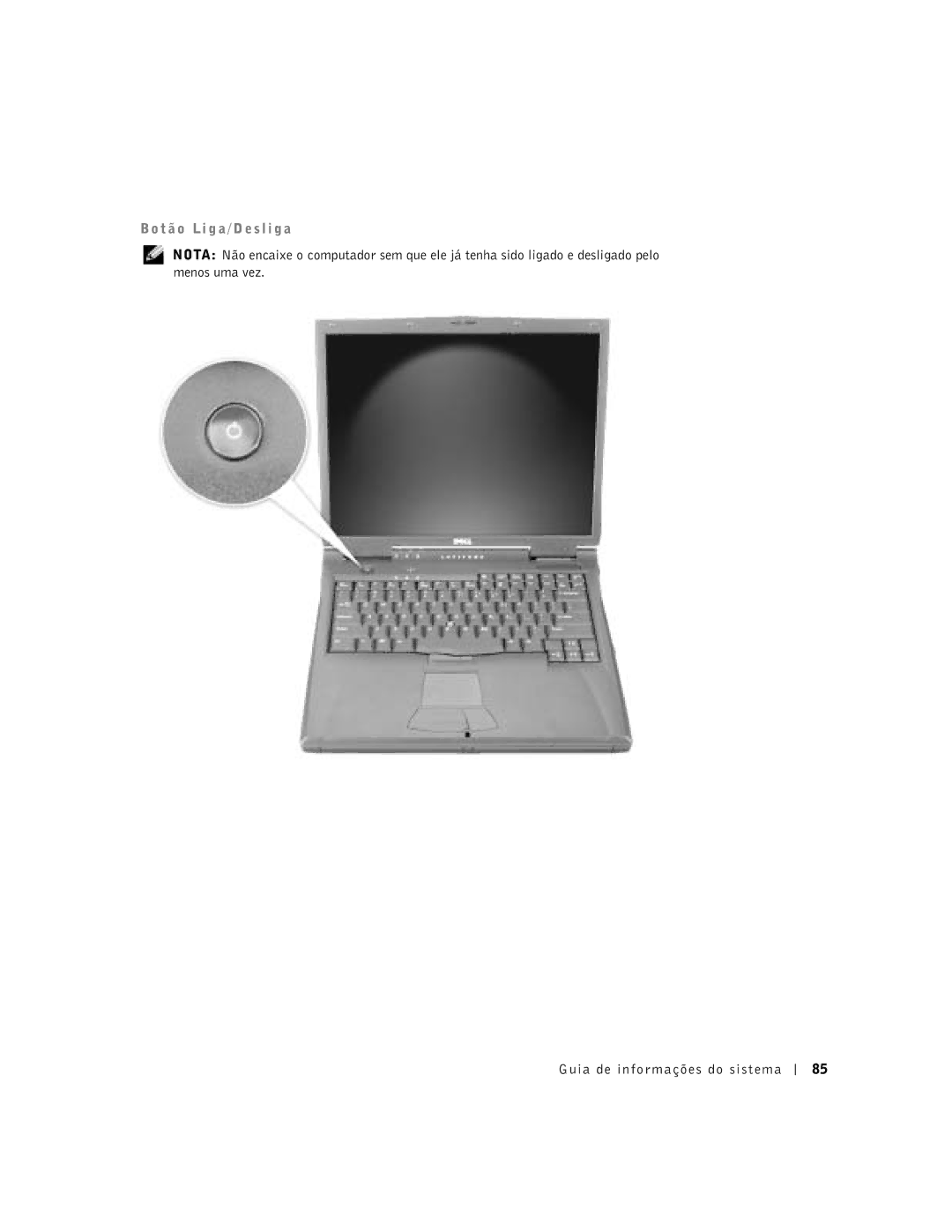 Dell C840 manual T ã o L i g a / D e s l i g a 