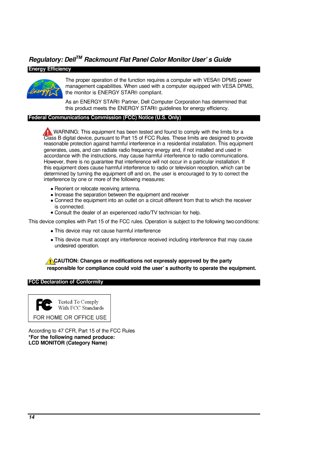 Dell CHC7229 manual Energy Efficiency, Federal Communications Commission FCC Notice U.S. Only 