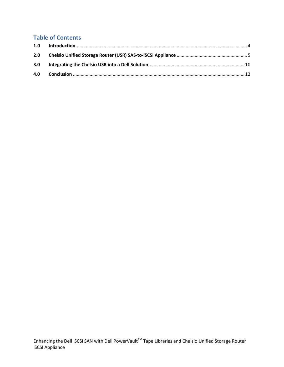 Dell Chelsio USR SAS-to-iSCSI Appliance manual Table of Contents 