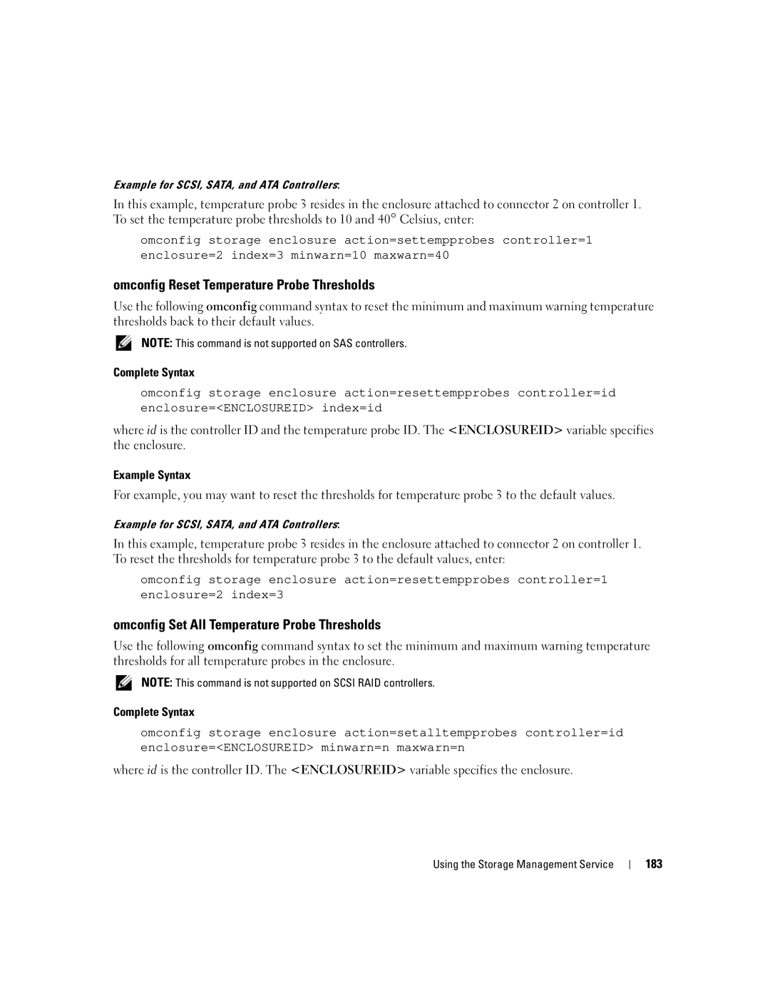 Dell Command Line Interface Omconfig Reset Temperature Probe Thresholds, Omconfig Set All Temperature Probe Thresholds 