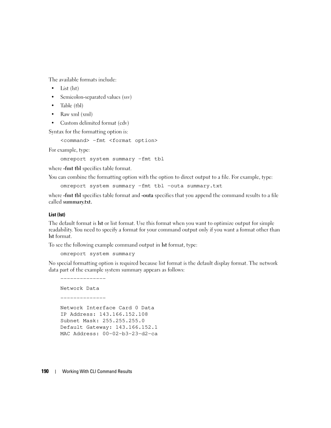 Dell Command Line Interface manual List lst, 190 