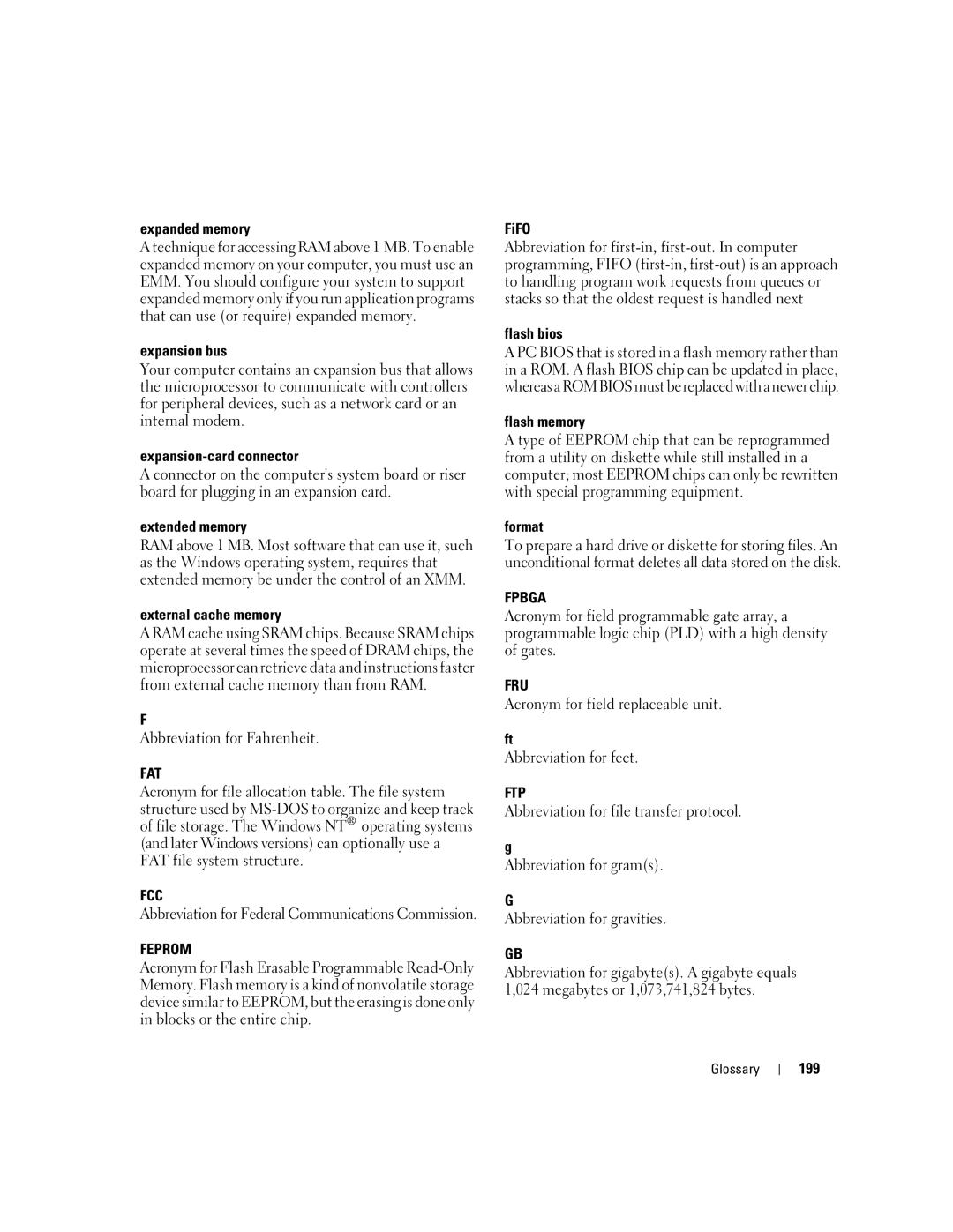 Dell Command Line Interface manual Fat, Fcc, Feprom, Fpbga, Fru, Ftp 