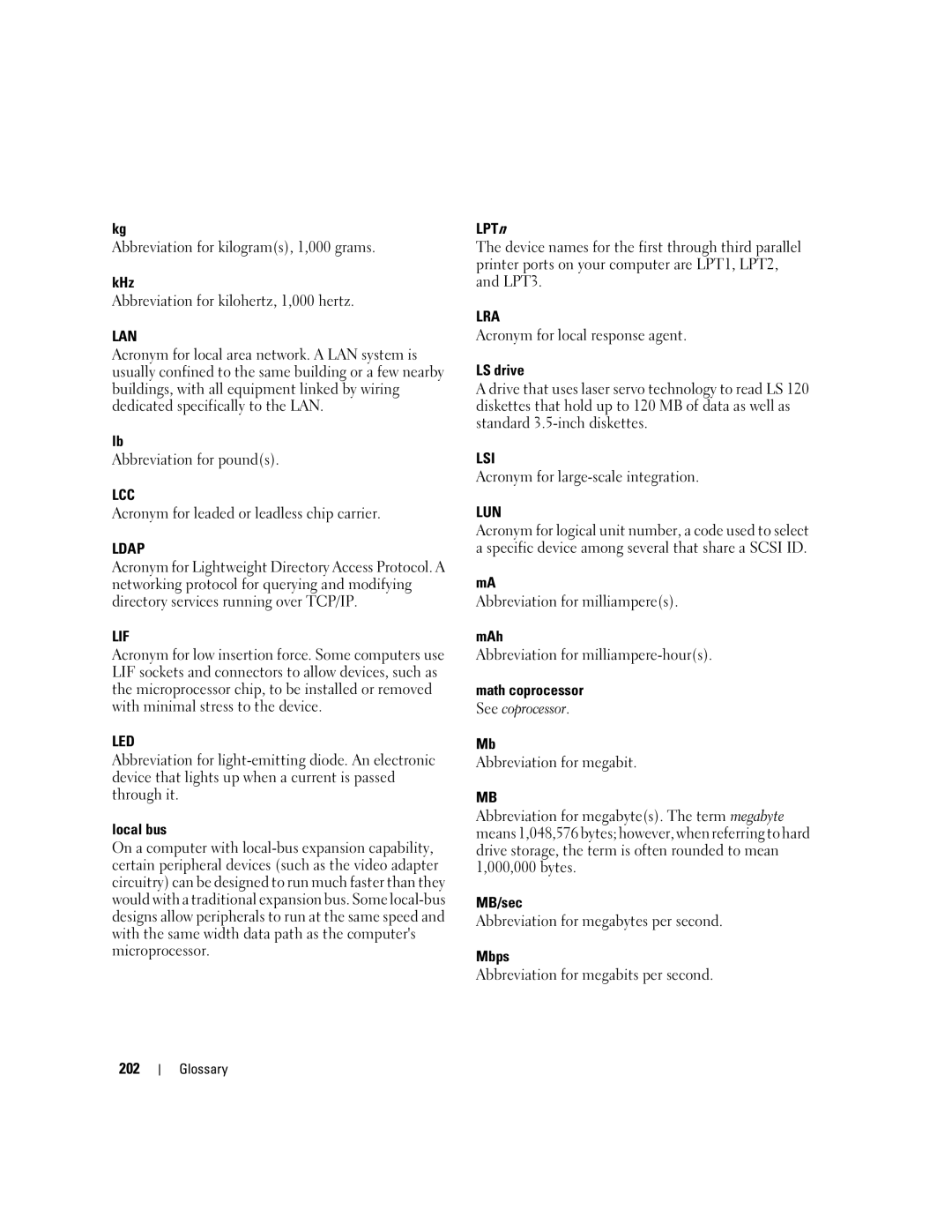 Dell Command Line Interface manual Lan, Lcc, Ldap, Lif, Led, Lra, Lsi, Lun 