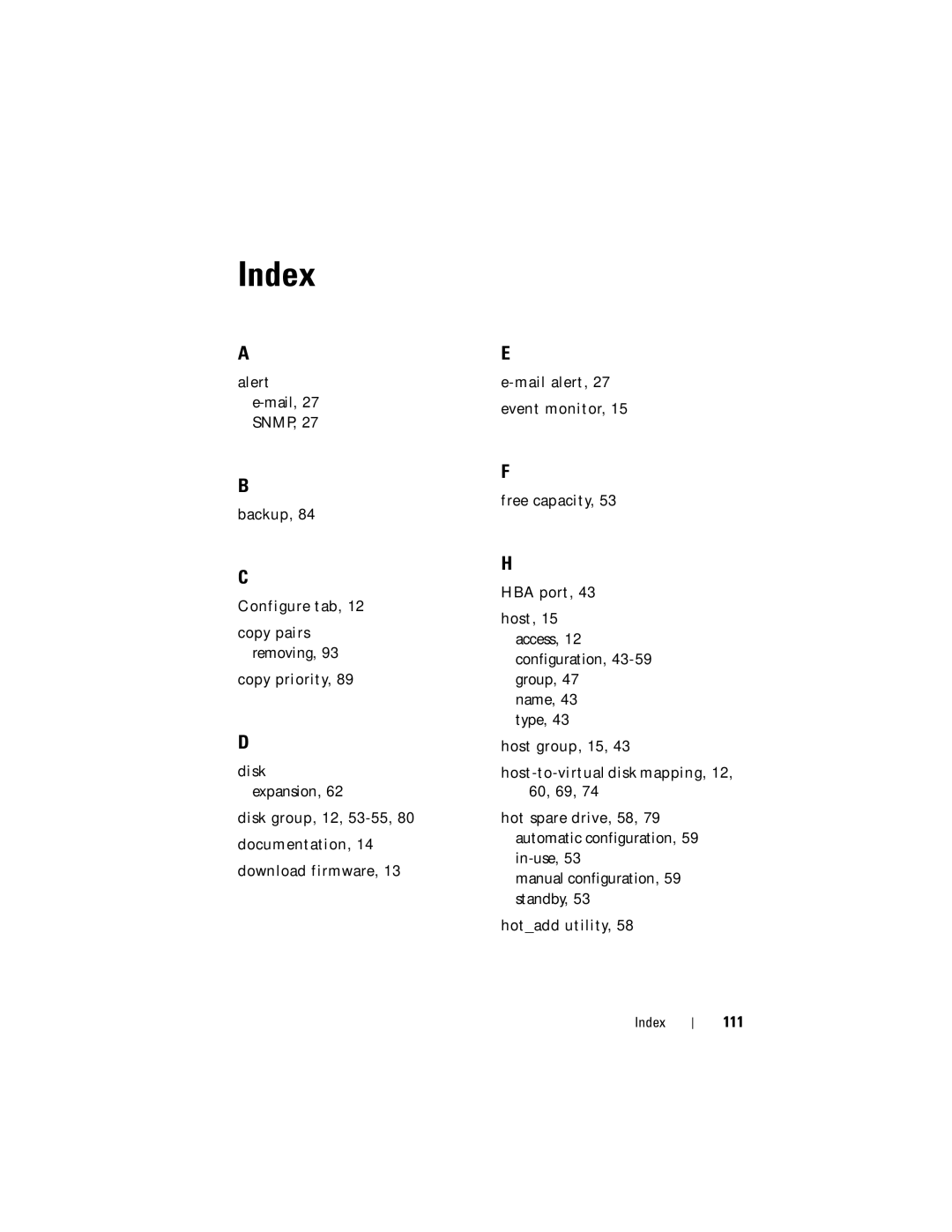 Dell Computer Drive manual Index, 111 