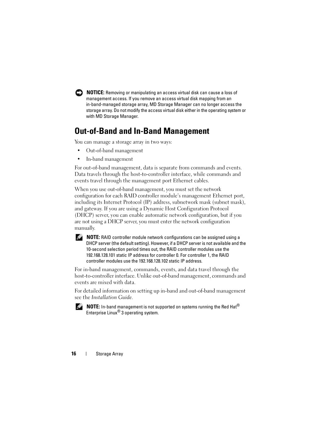 Dell Computer Drive manual Out-of-Band and In-Band Management 