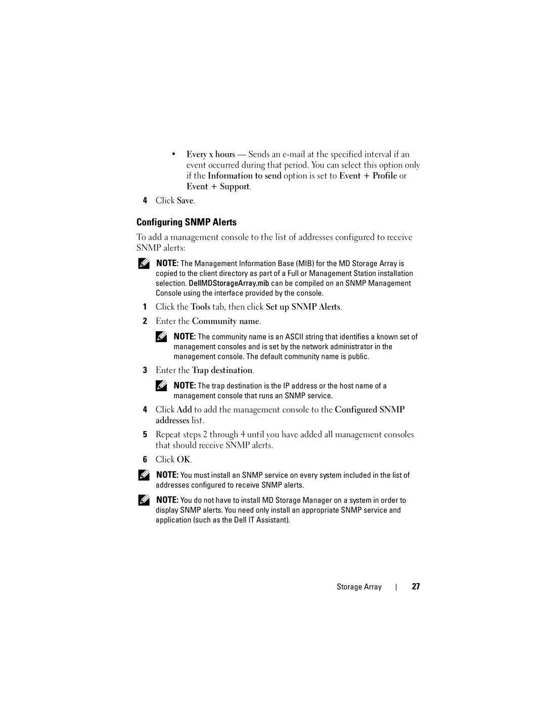 Dell Computer Drive manual Configuring Snmp Alerts 