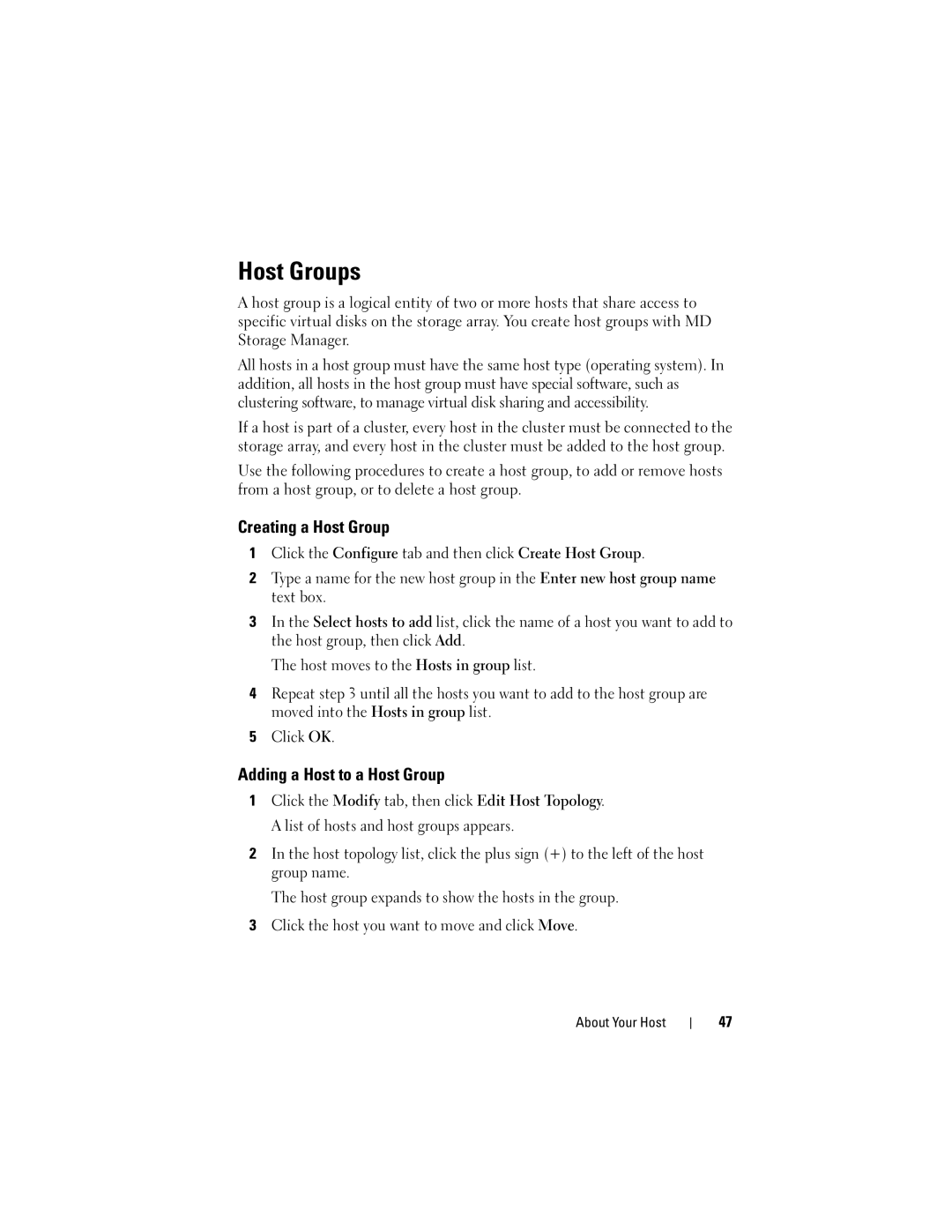 Dell Computer Drive manual Host Groups, Creating a Host Group, Adding a Host to a Host Group 