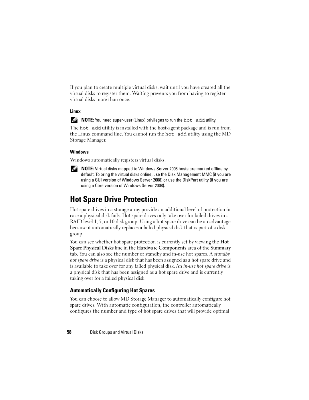 Dell Computer Drive manual Hot Spare Drive Protection, Automatically Configuring Hot Spares 