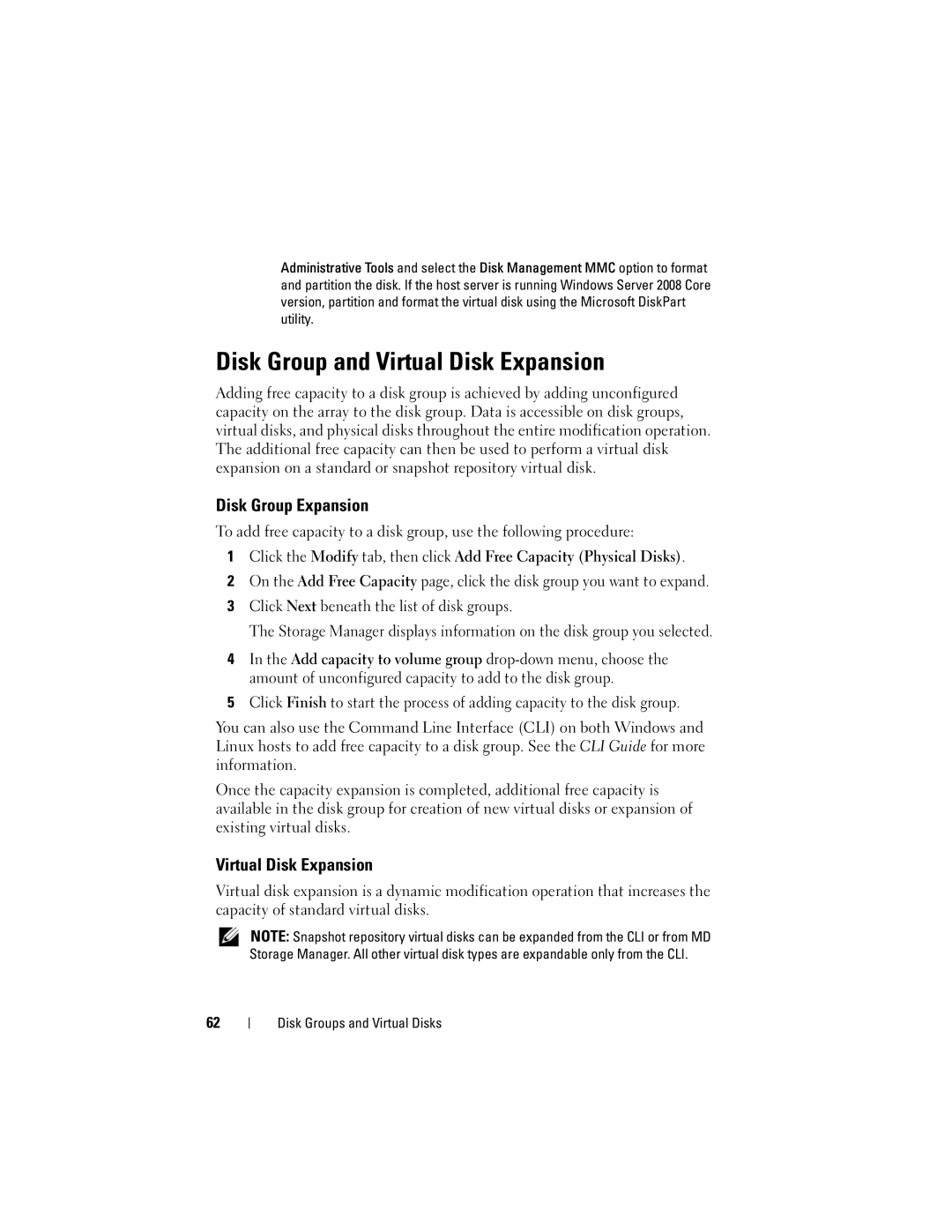 Dell Computer Drive manual Disk Group and Virtual Disk Expansion, Disk Group Expansion 