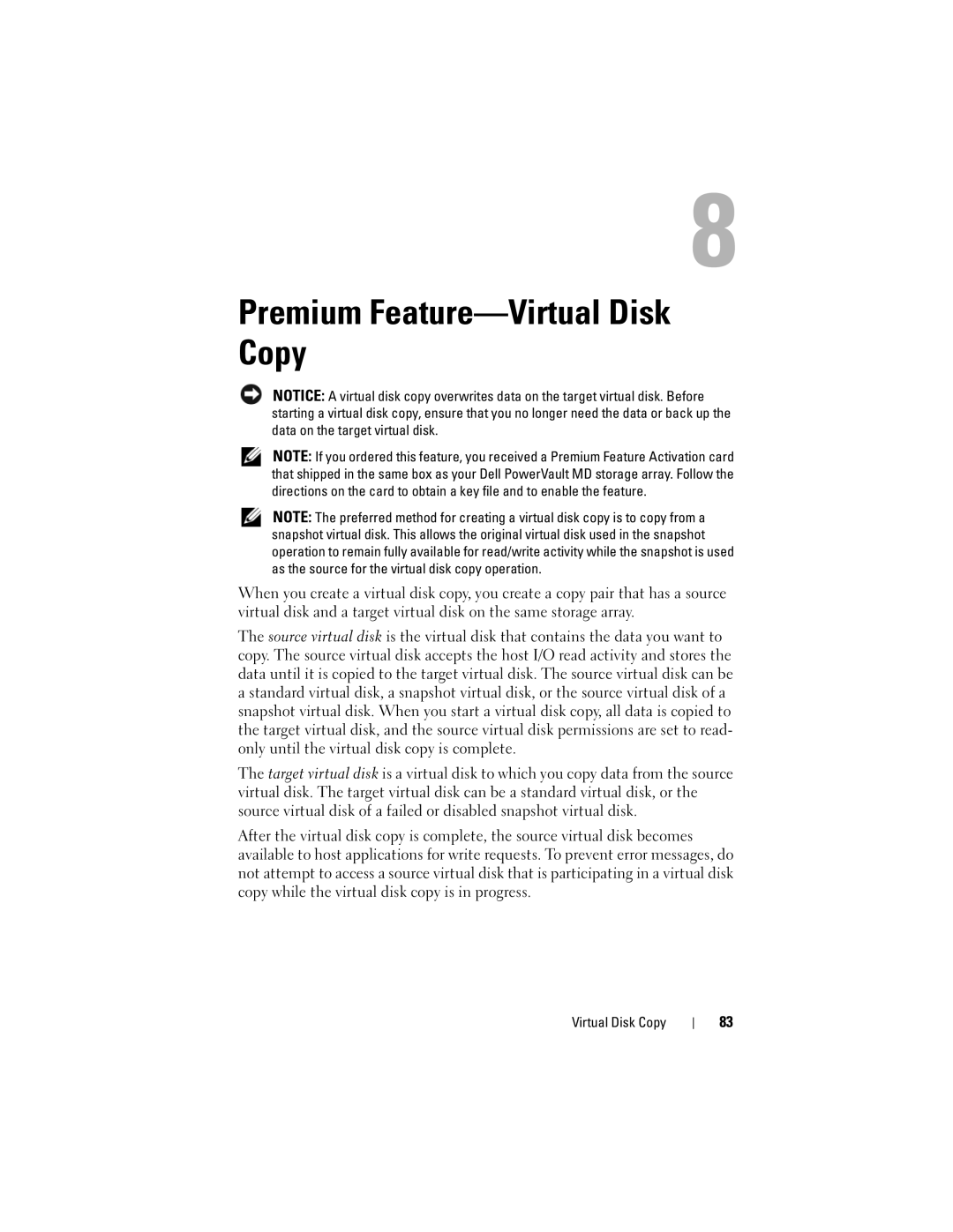 Dell Computer Drive manual Premium Feature-Virtual Disk Copy 