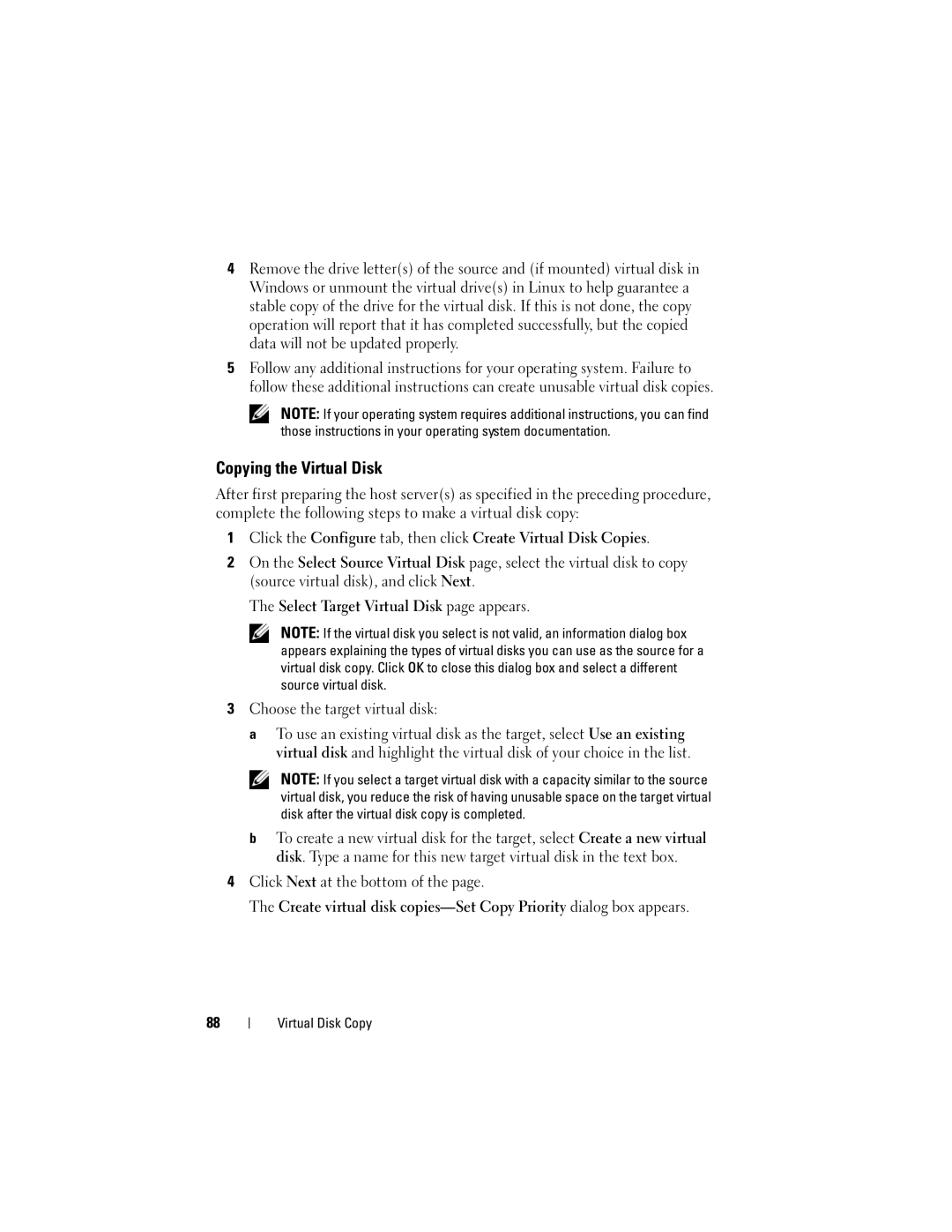 Dell Computer Drive manual Copying the Virtual Disk, Choose the target virtual disk, Click Next at the bottom 