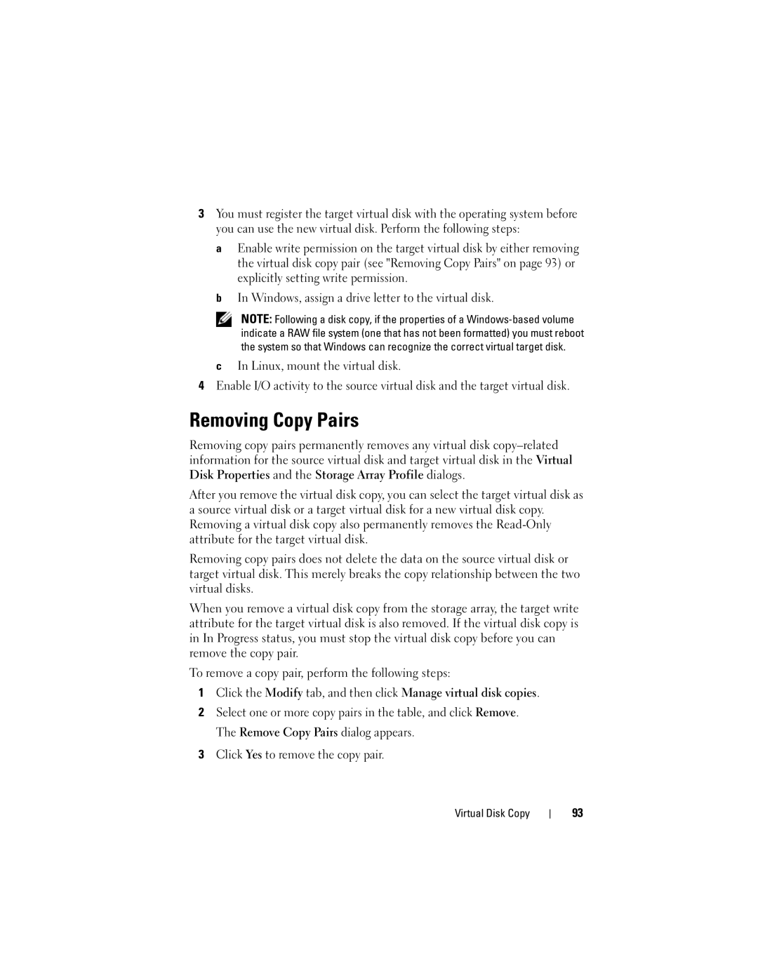 Dell Computer Drive manual Removing Copy Pairs 