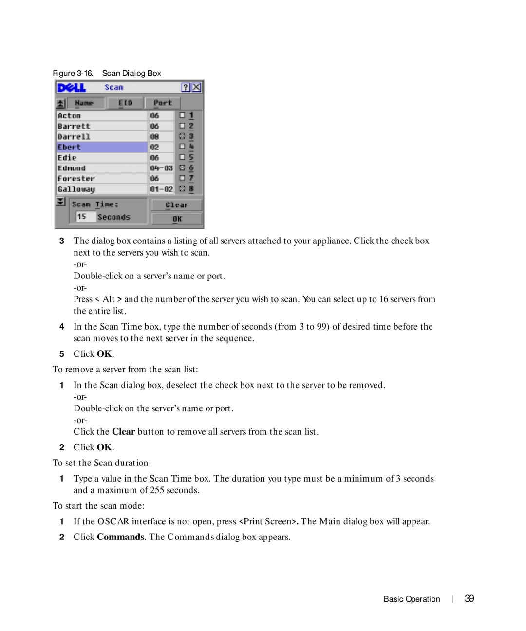 Dell Console Switch manual Scan Dialog Box 