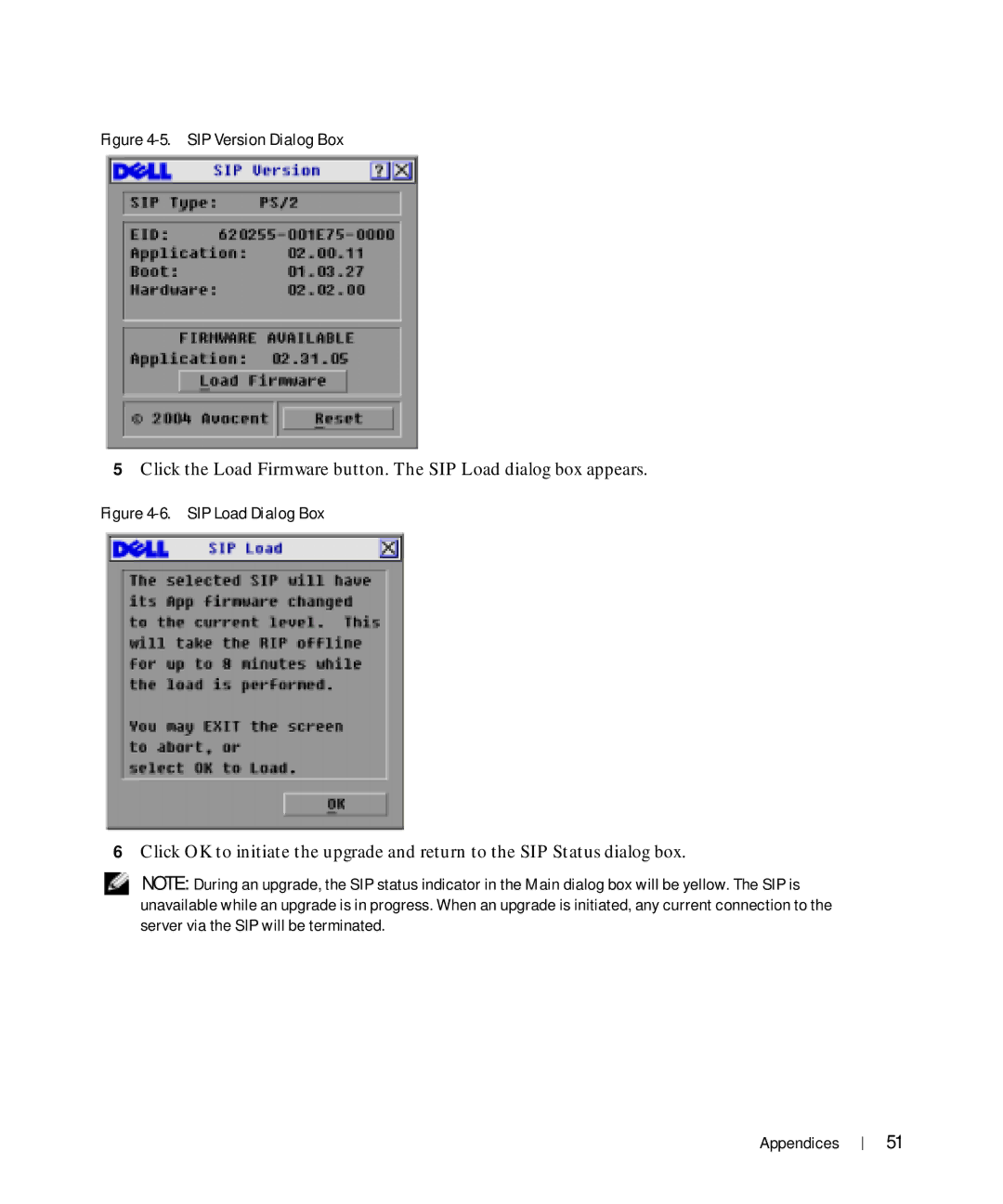 Dell Console Switch manual SIP Version Dialog Box 