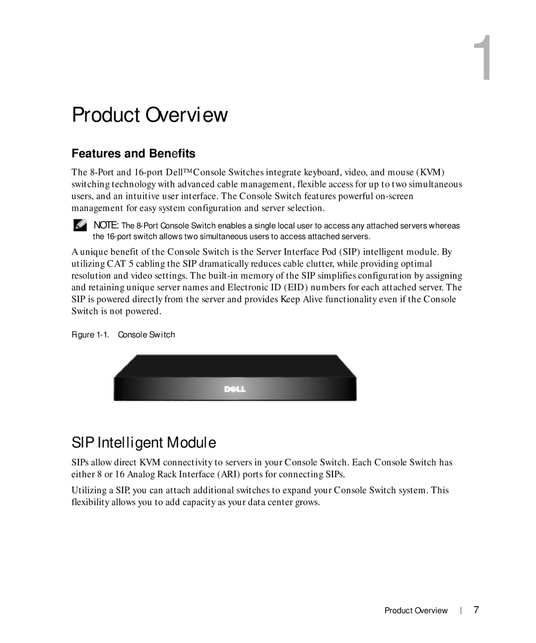 Dell Console Switch manual SIP Intelligent Module 