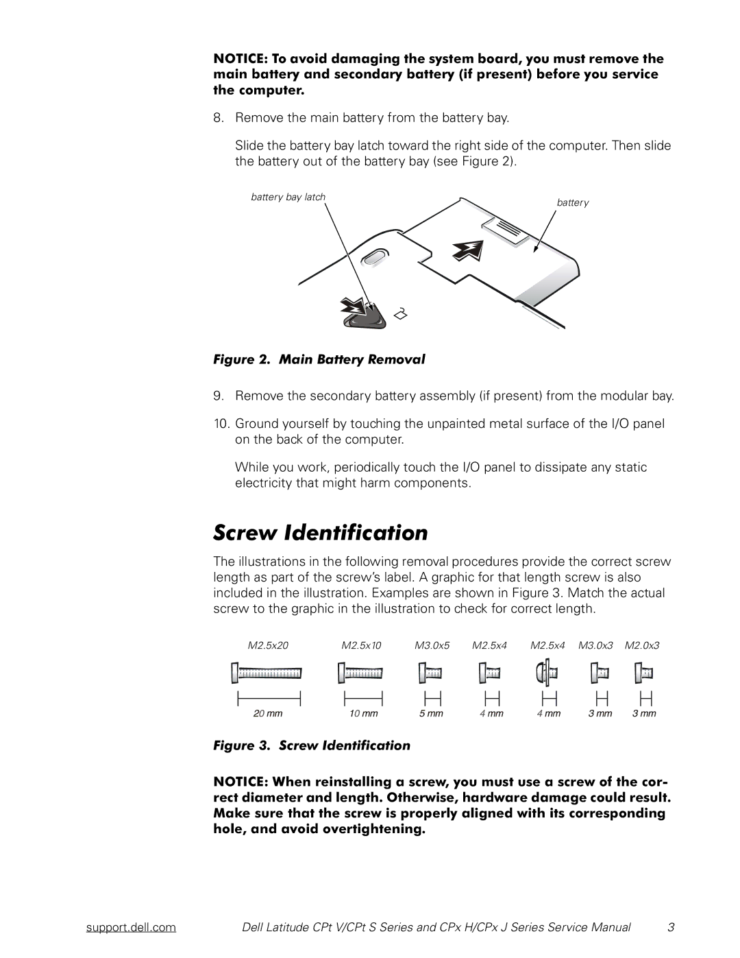 Dell CPx H/CPx J Series, CPt V/CPt S Series manual Battery bay latch 