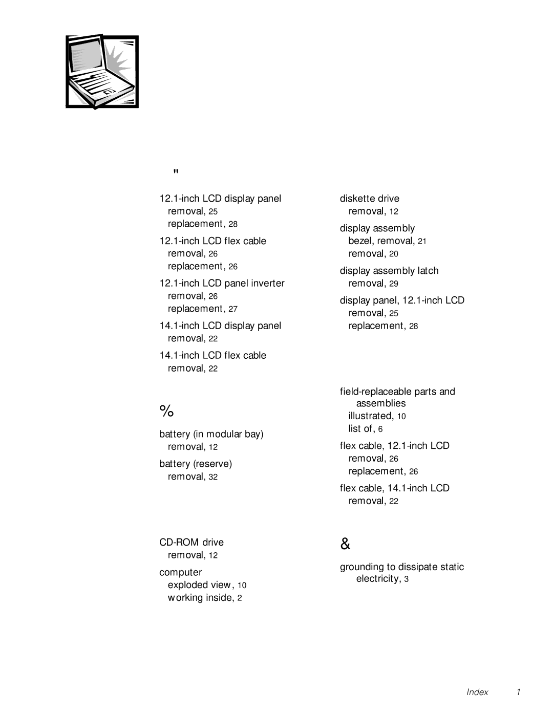 Dell CPx H/CPx J Series, CPt V/CPt S Series manual Index 