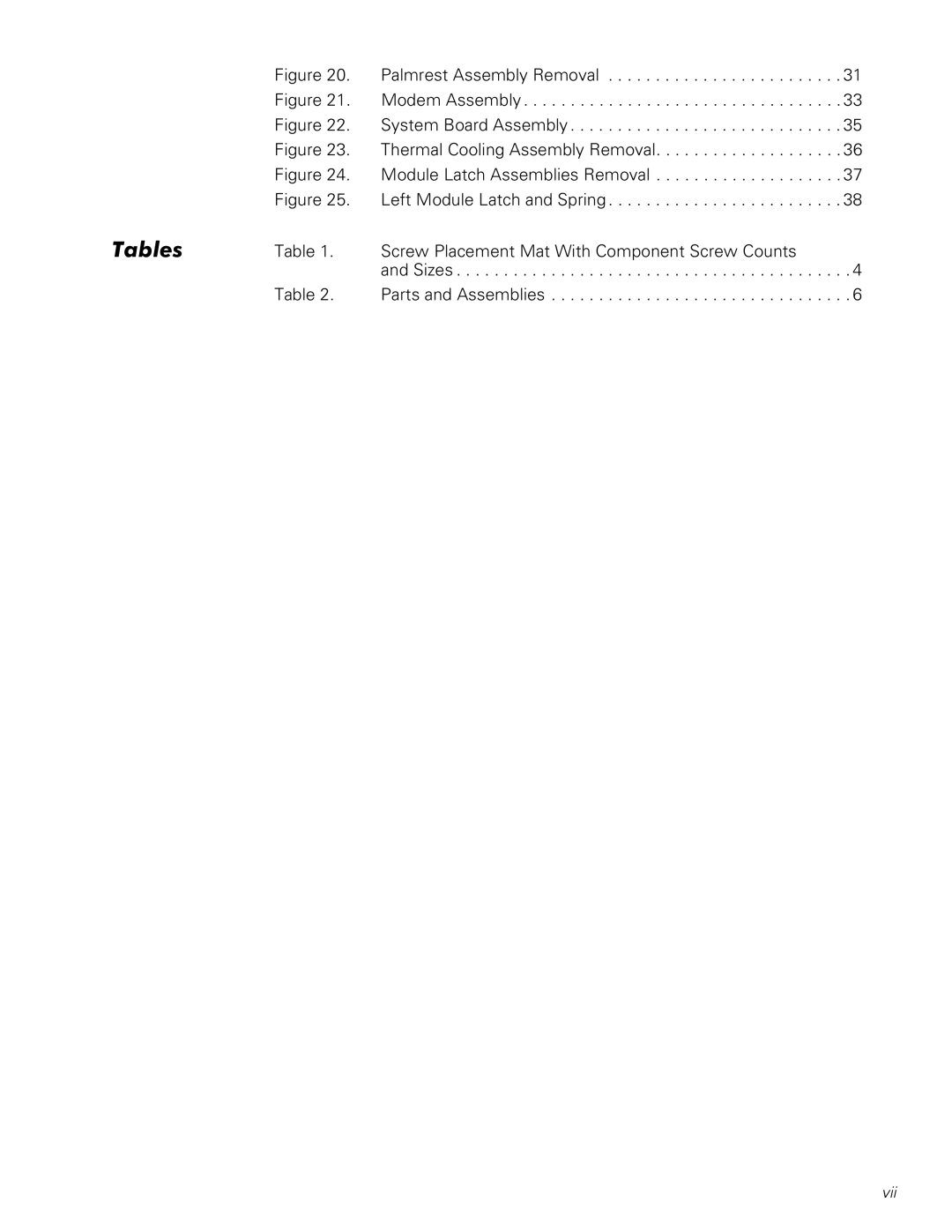 Dell CPx H/CPx J Series, CPt V/CPt S Series manual Vii 