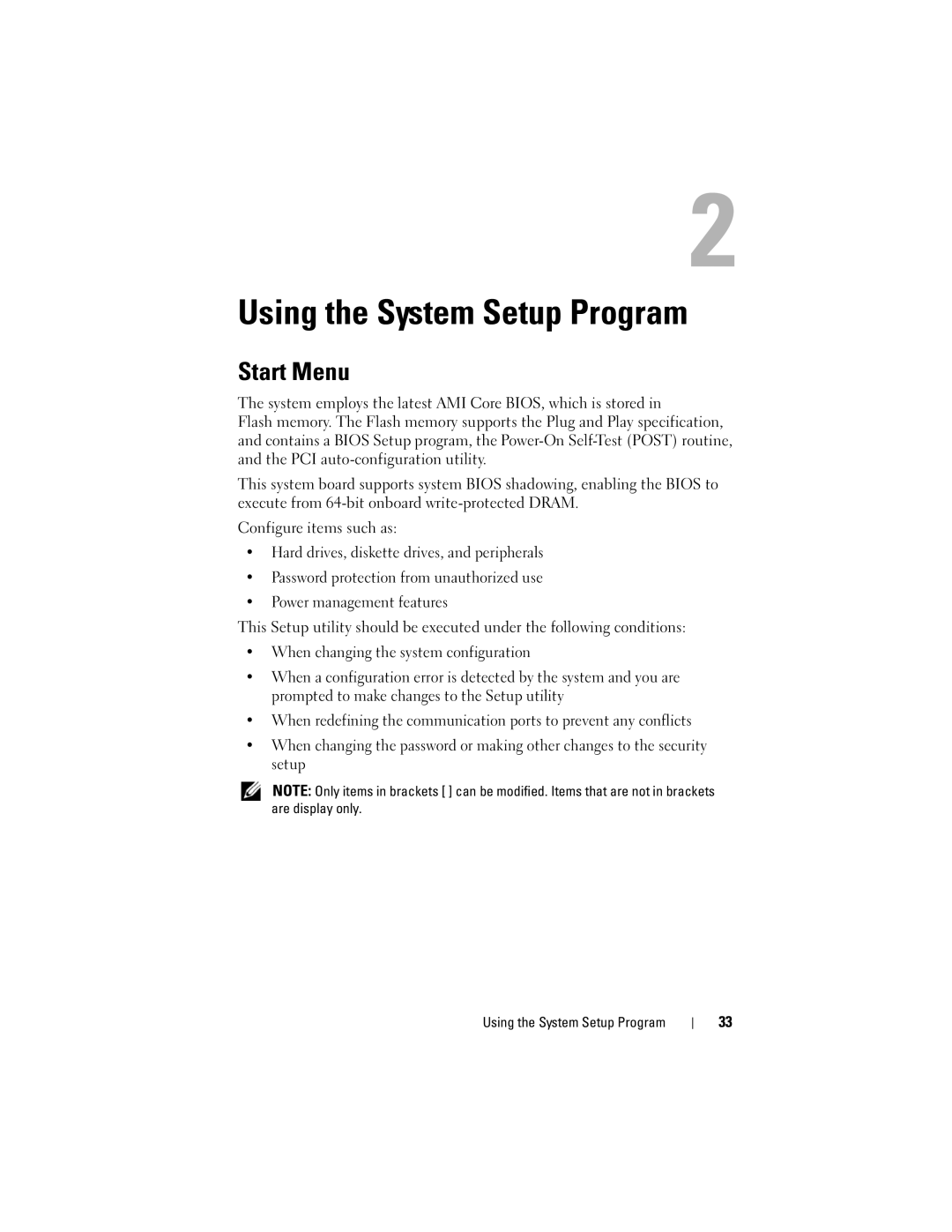 Dell C1100, CS24-TY owner manual Using the System Setup Program, Start Menu 