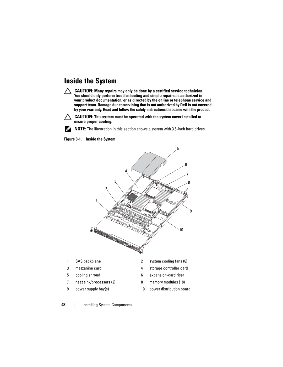 Dell CS24-TY, C1100 owner manual Inside the System SAS backplane 