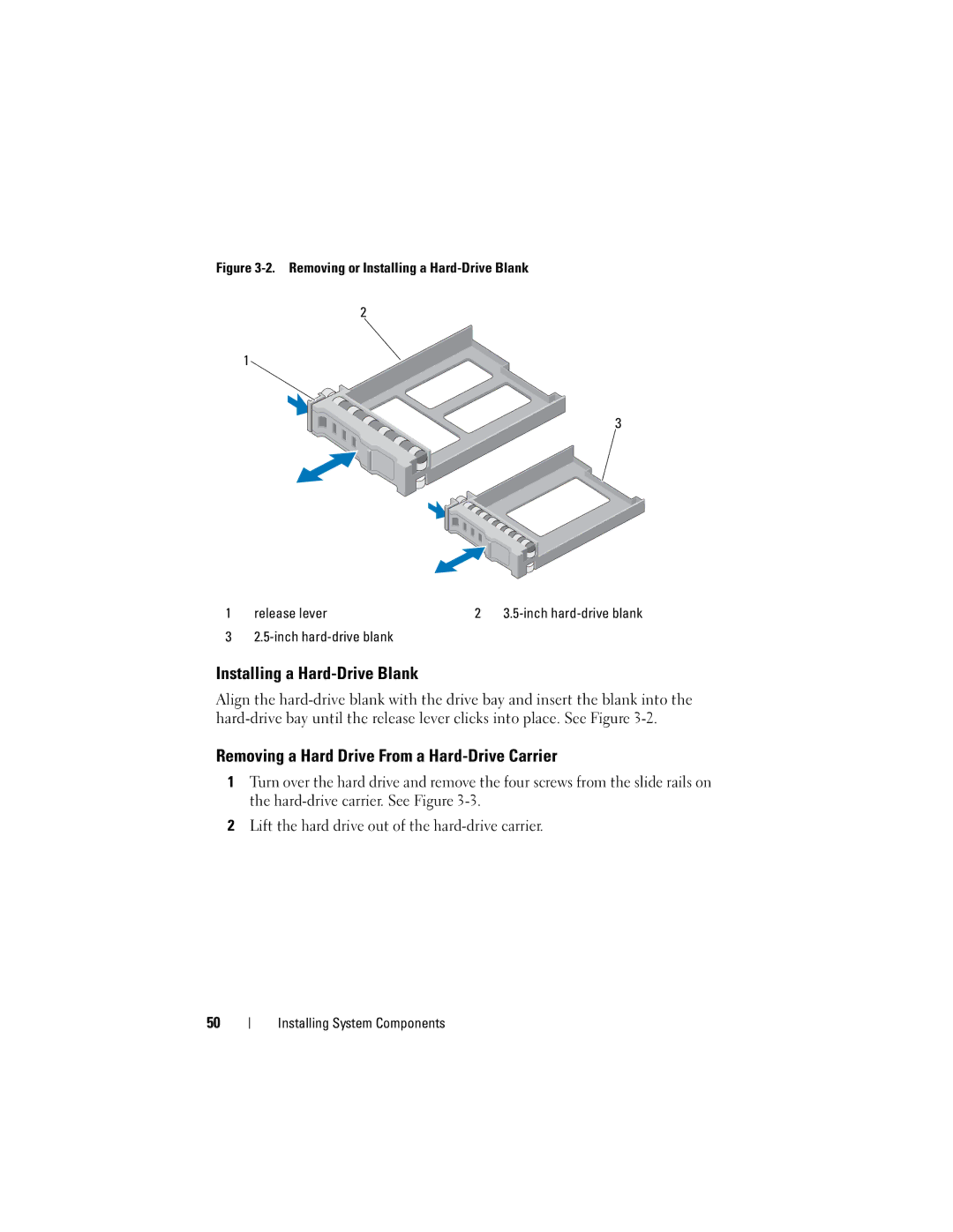 Dell CS24-TY, C1100 owner manual Installing a Hard-Drive Blank, Removing a Hard Drive From a Hard-Drive Carrier 