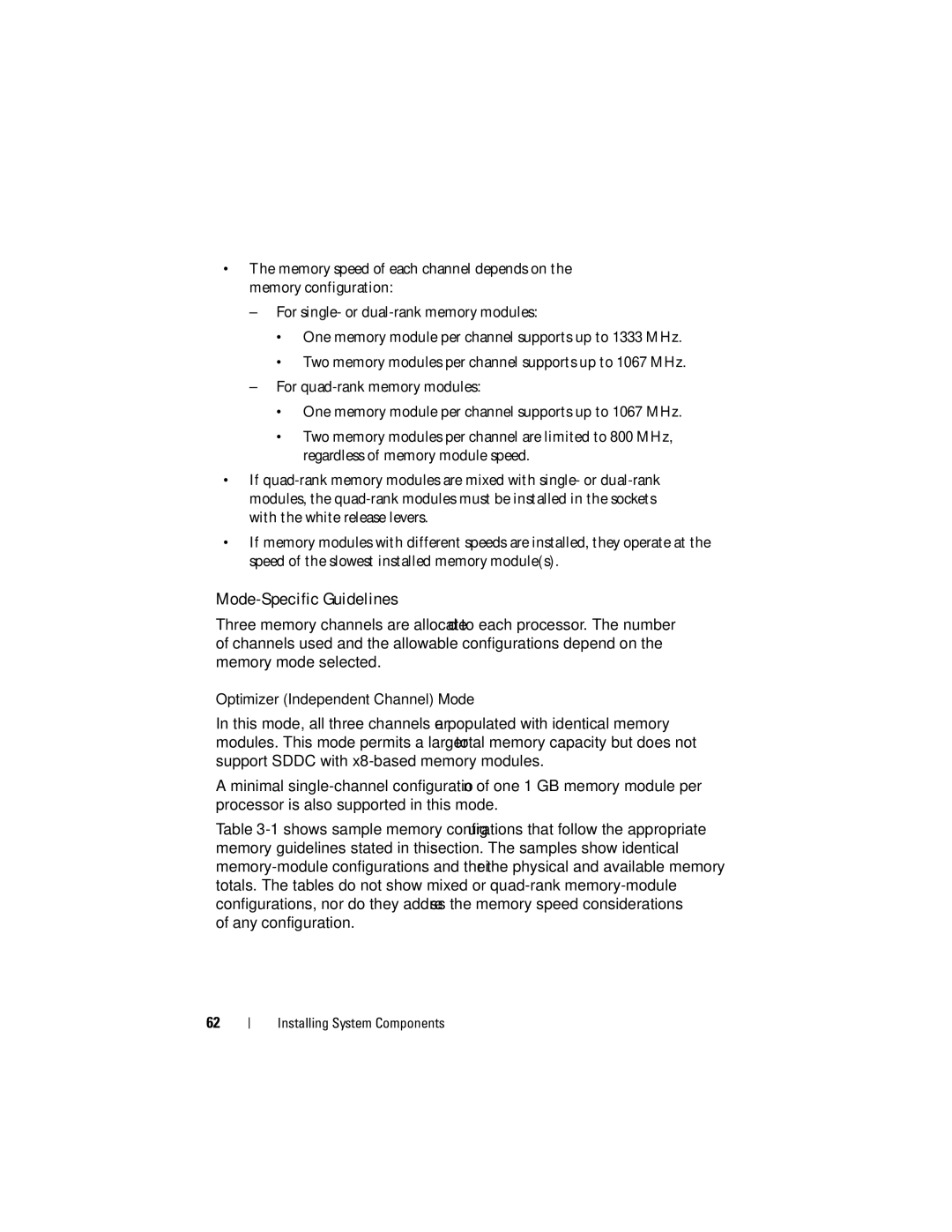 Dell CS24-TY, C1100 owner manual Mode-Specific Guidelines, Any configuration 