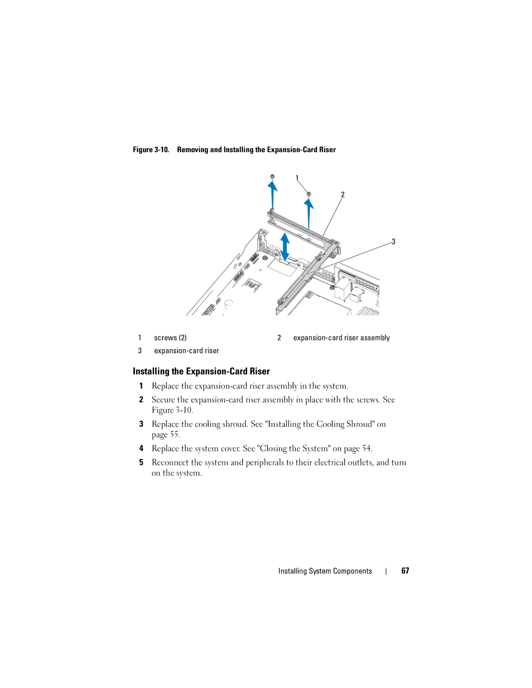 Dell C1100, CS24-TY owner manual Removing and Installing the Expansion-Card Riser Screws 