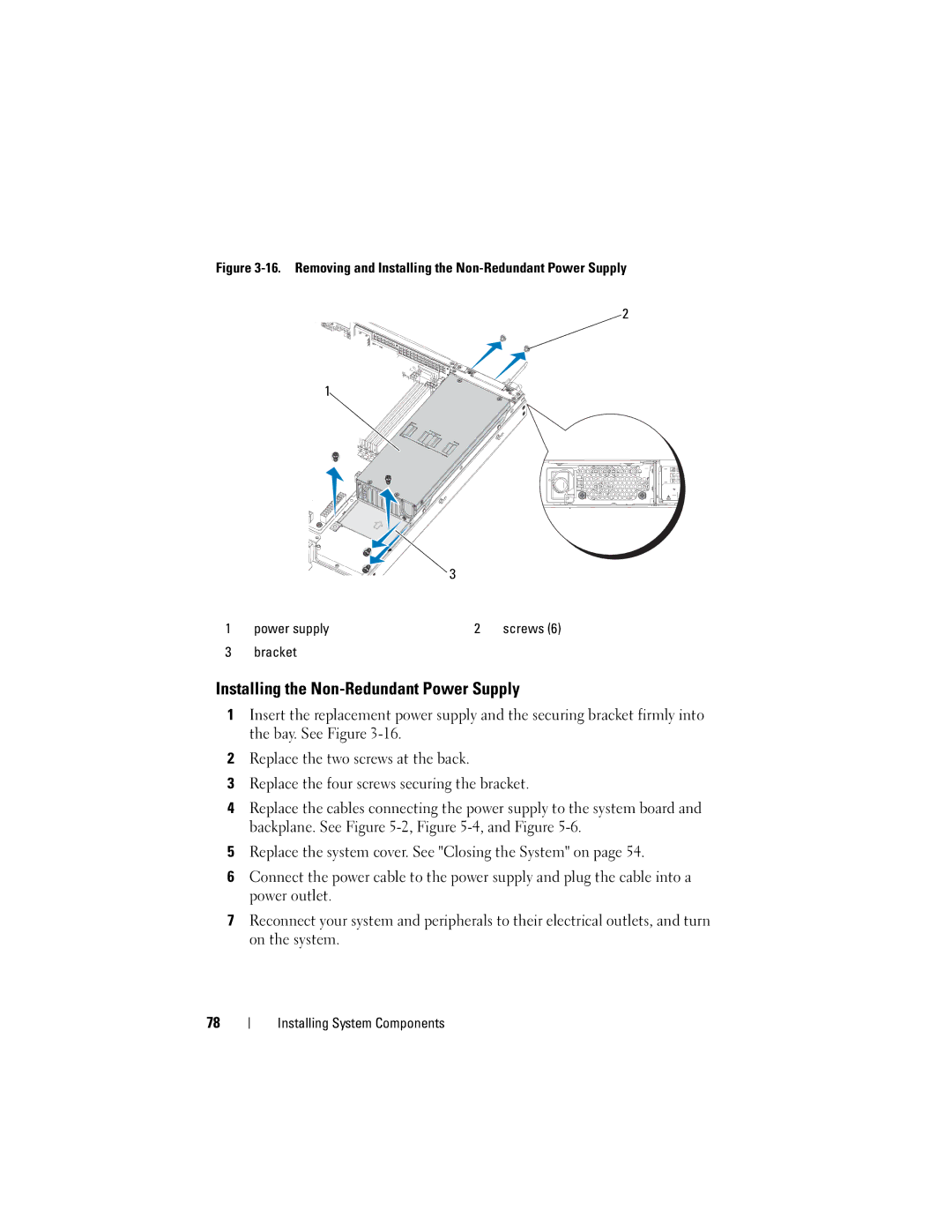 Dell CS24-TY, C1100 owner manual Installing the Non-Redundant Power Supply 