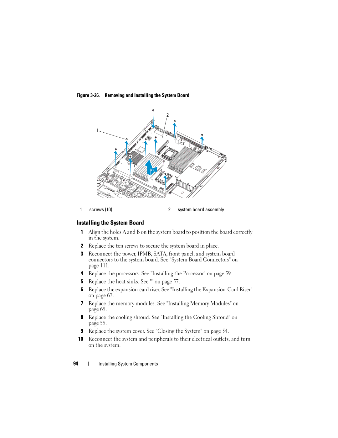 Dell CS24-TY, C1100 owner manual Removing and Installing the System Board Screws 