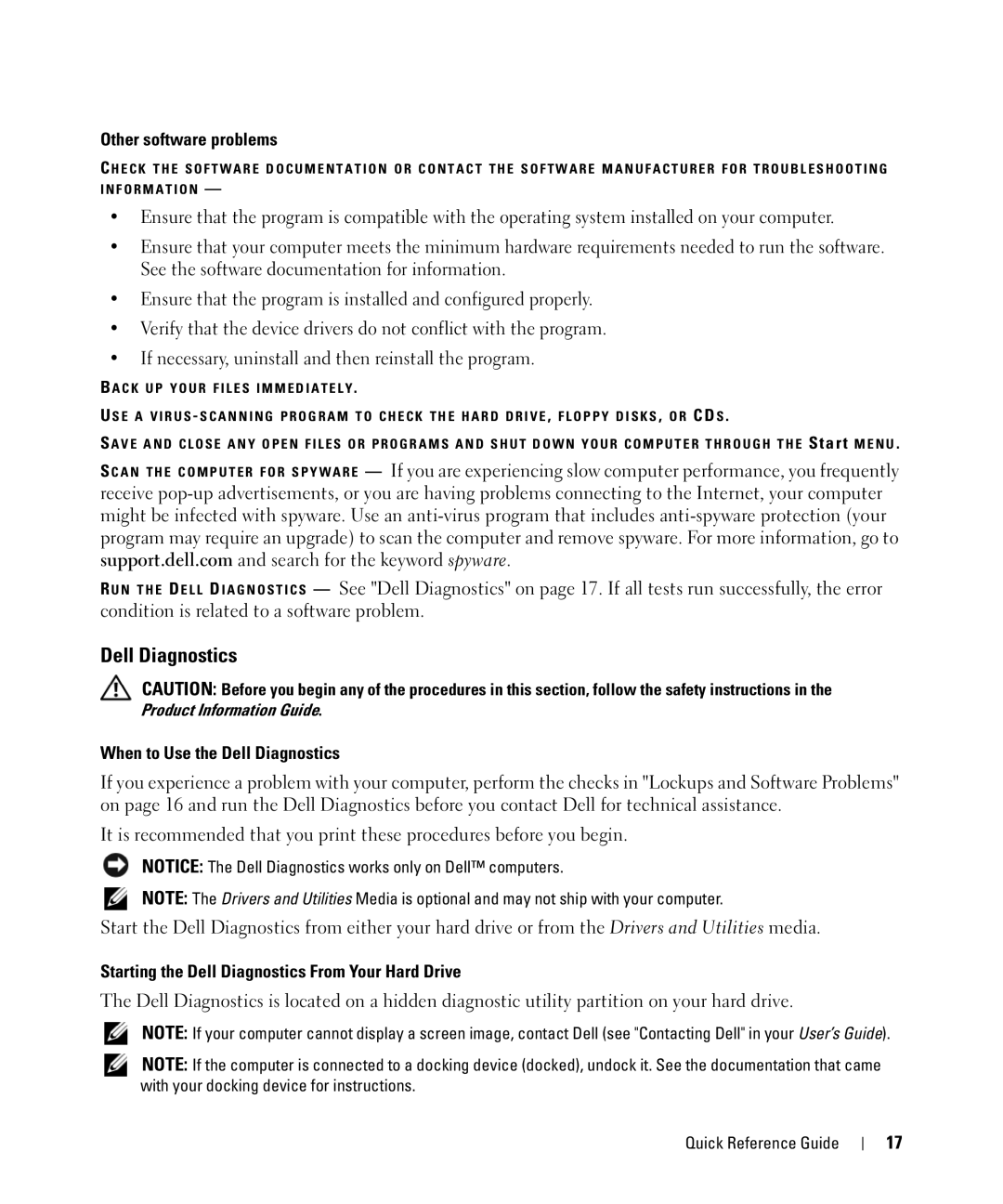 Dell CT975 manual Other software problems, When to Use the Dell Diagnostics 