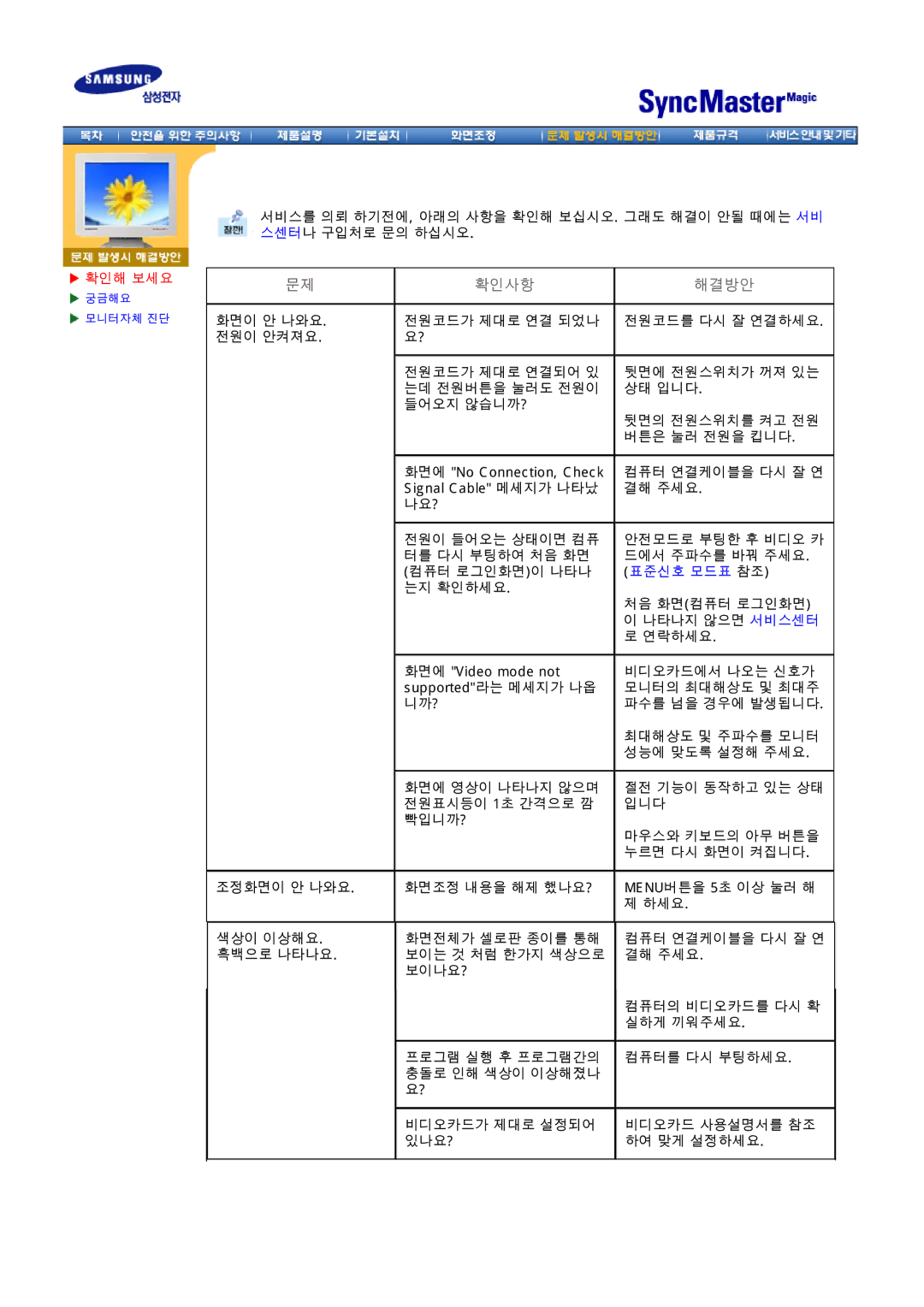 Dell LX151S, CX151B, CX152S, CX153S, CX152B(M), CX154S, CX151Splus, EX151S 전원이 안켜져요, 조정화면이 안 나와요, 색상이 이상해요, 흑백으로 나타나요 