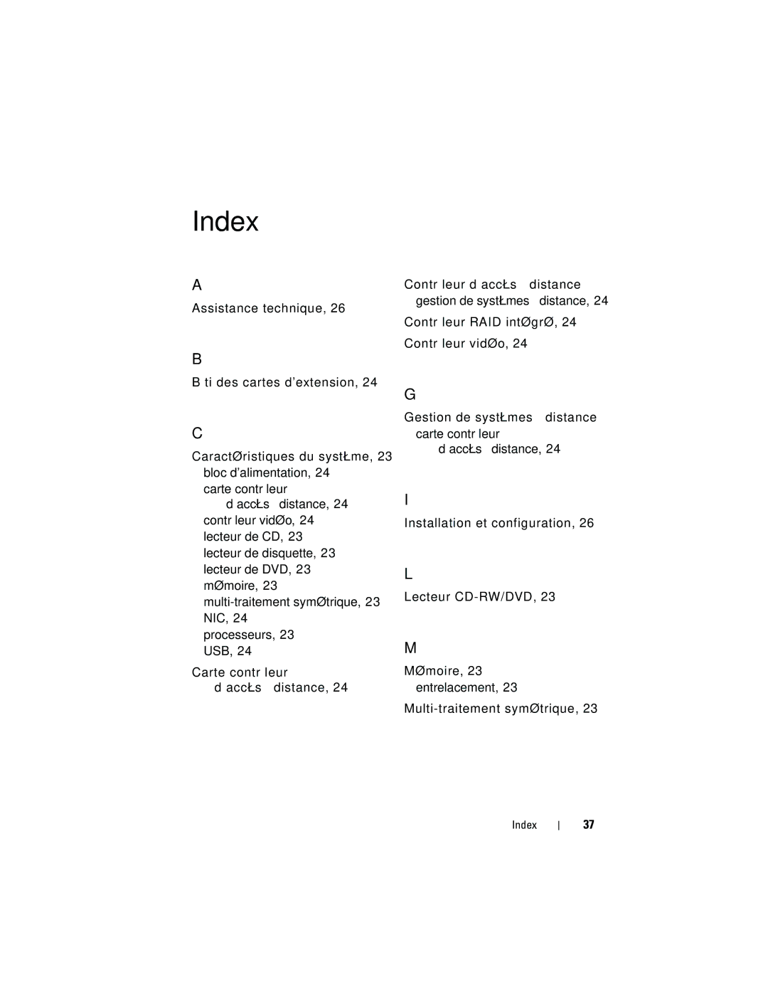 Dell CX193 manual Contrôleur d’accès à distance gestion de systèmes à distance 