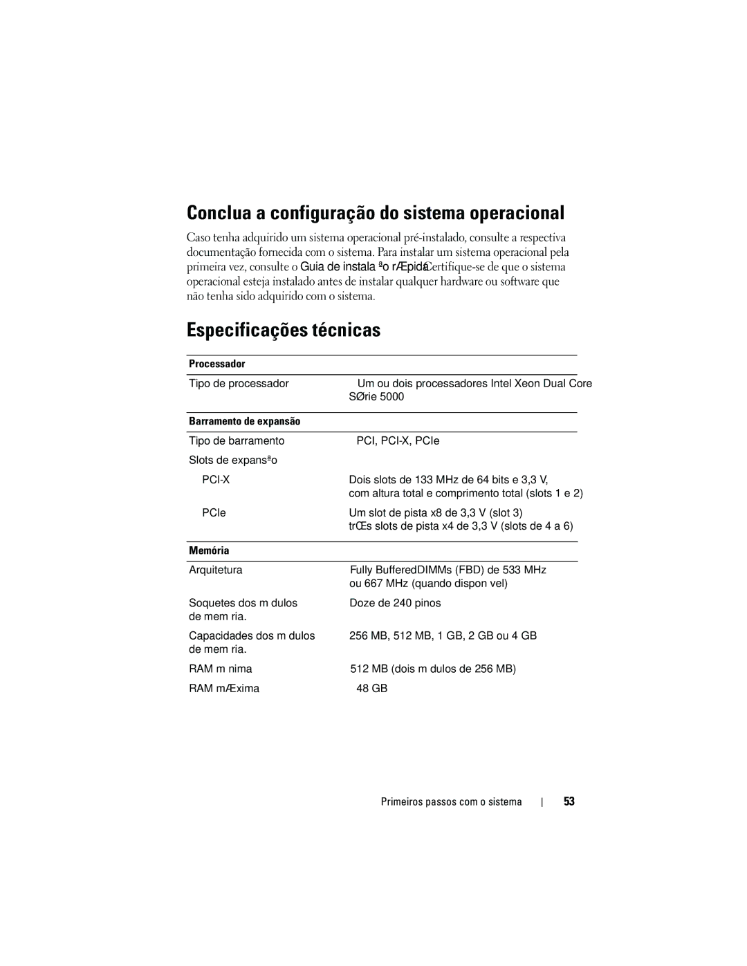 Dell CX193 manual Conclua a configuração do sistema operacional, Especificações técnicas 