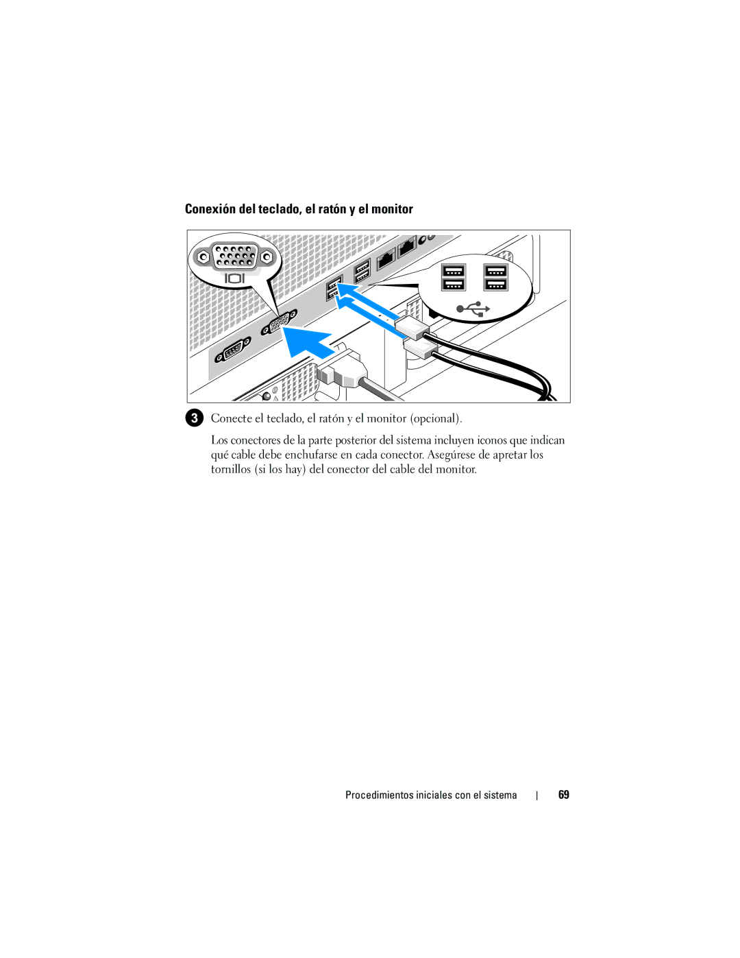 Dell CX193 manual Conexión del teclado, el ratón y el monitor, Conecte el teclado, el ratón y el monitor opcional 