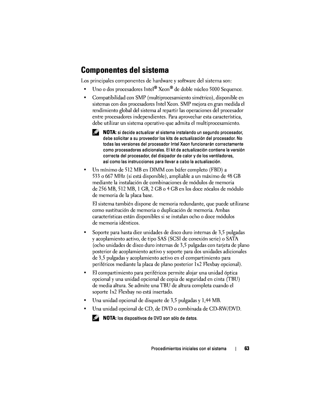 Dell CX193 manual Componentes del sistema 