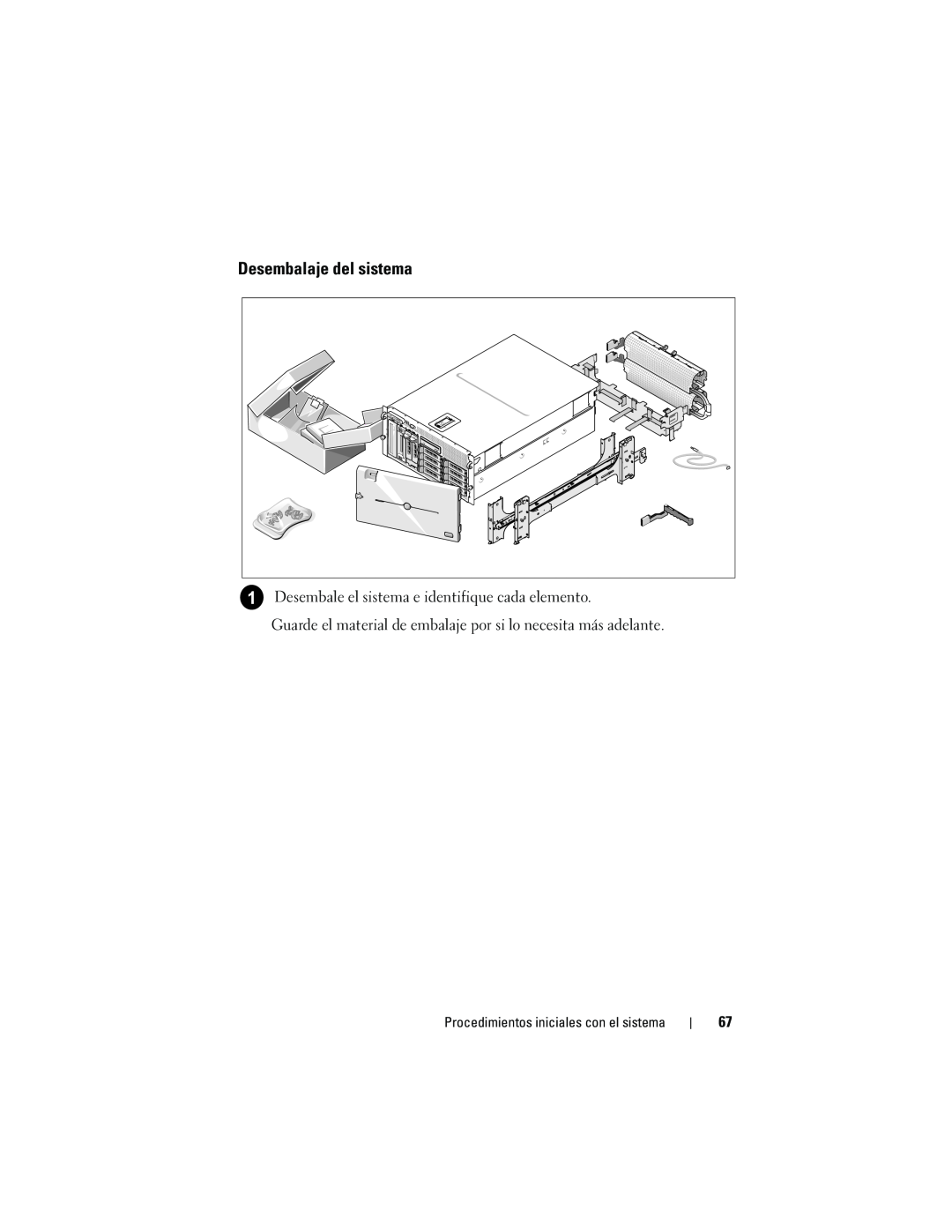 Dell CX193 manual Desembalaje del sistema, Desembale el sistema e identifique cada elemento 