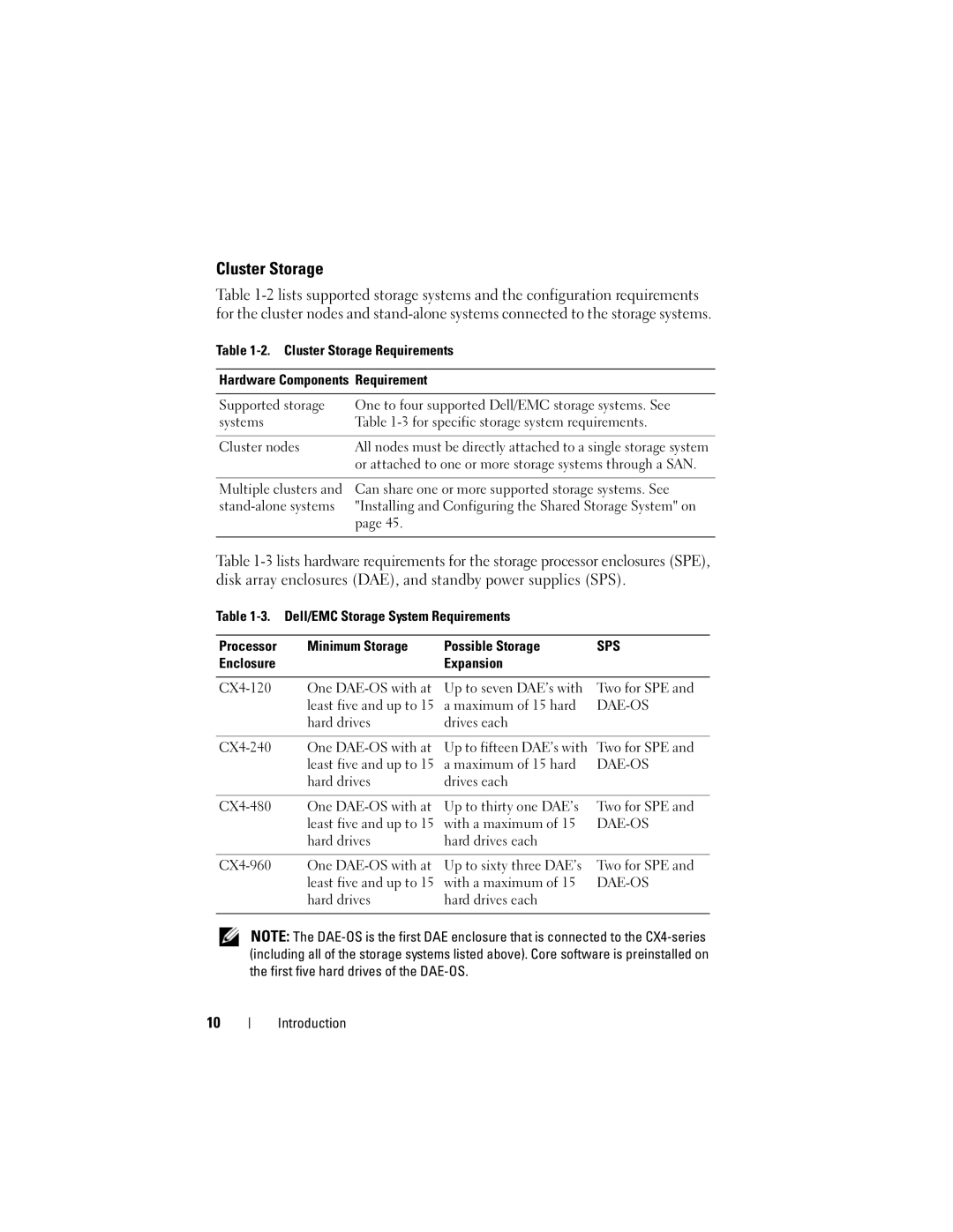 Dell CX4 manual Cluster Storage Requirements, Enclosure Expansion 