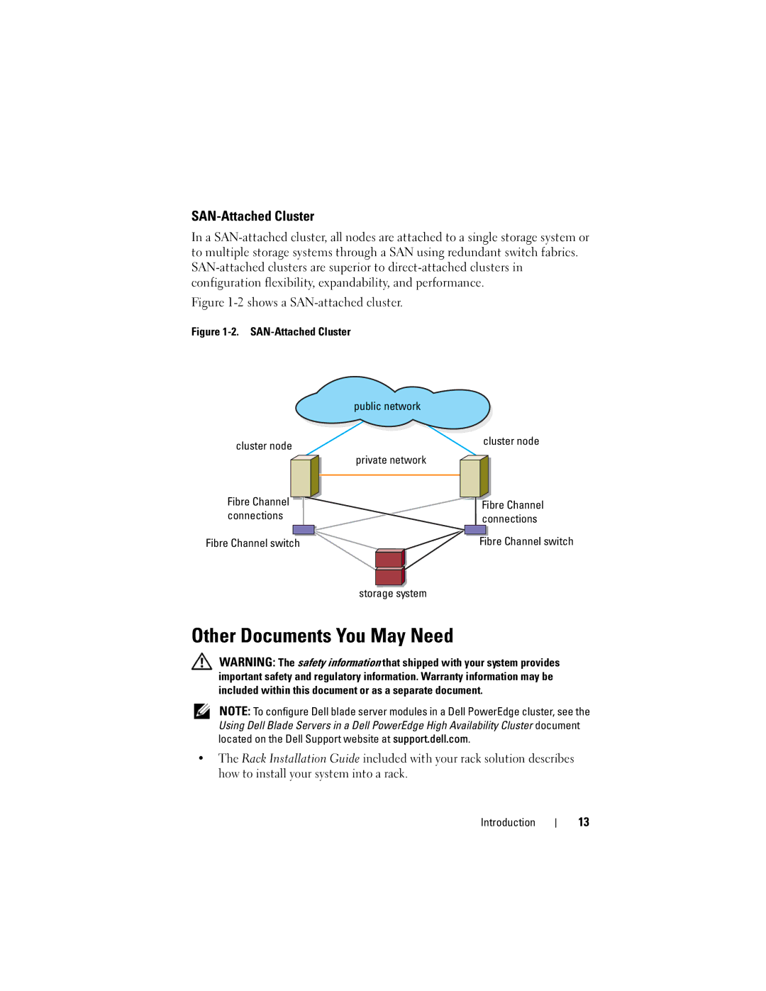 Dell CX4 manual Other Documents You May Need, SAN-Attached Cluster 