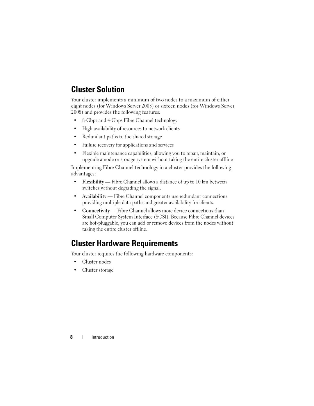 Dell CX4 manual Cluster Solution, Cluster Hardware Requirements, Cluster nodes Cluster storage 