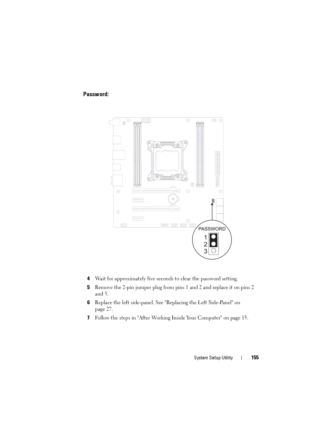 Dell D01M owner manual Password, 155 