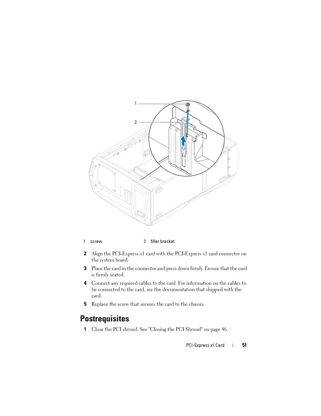 Dell D01M owner manual Screw Filler bracket 