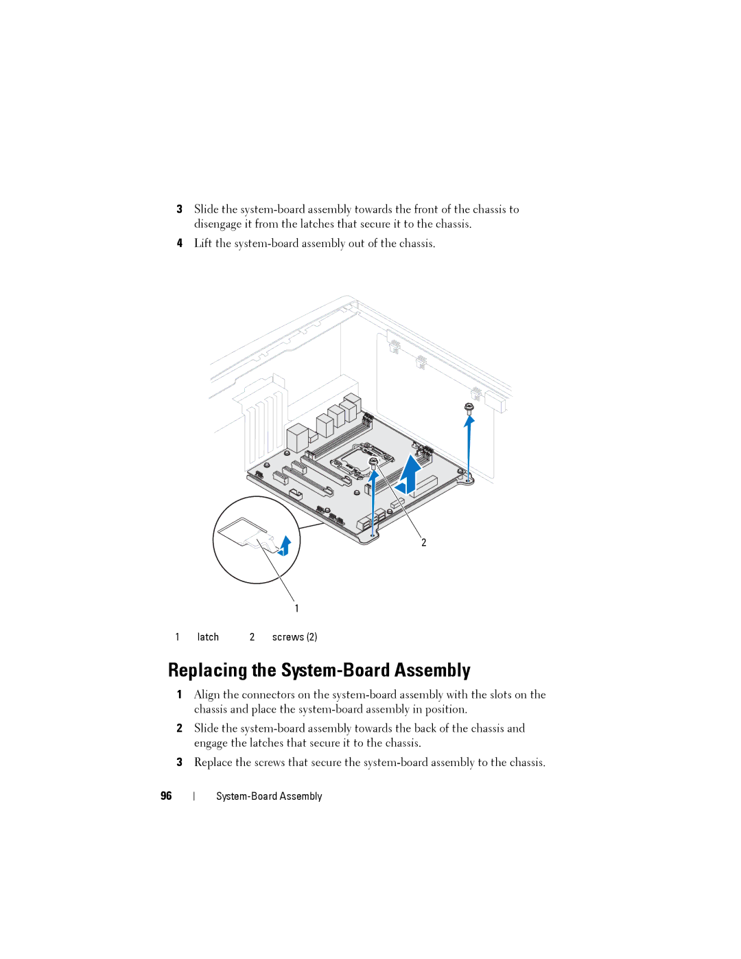 Dell D01M owner manual Replacing the System-Board Assembly 