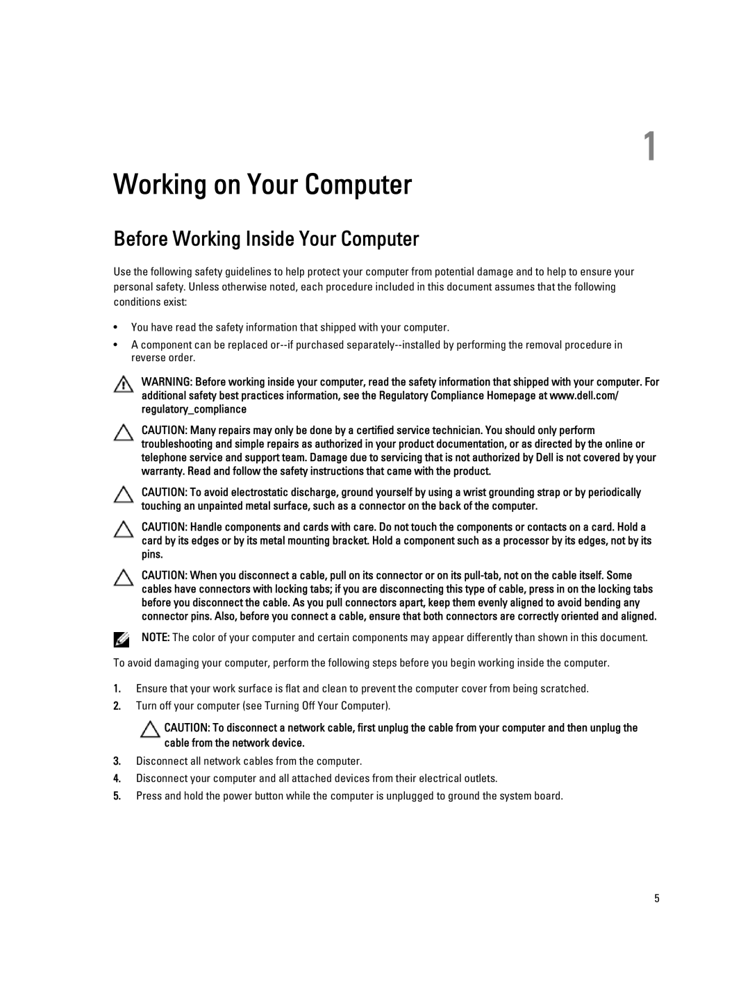 Dell D01T owner manual Working on Your Computer, Before Working Inside Your Computer 